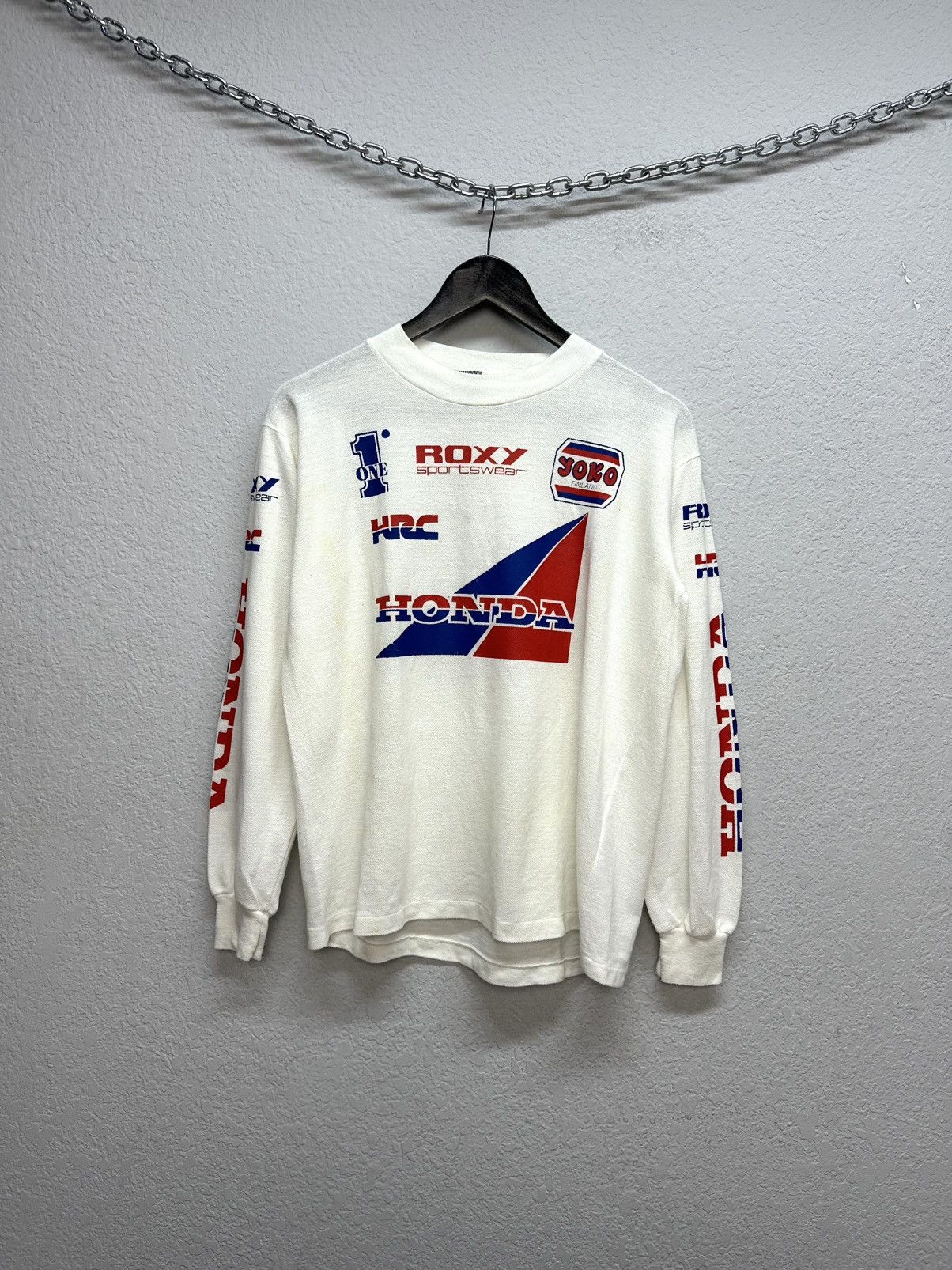 Japanese Brand Rare 80’s Long Sleeve Honda Roxy Motocross Jersey F1 Vintage Size US M / EU 48-50 / 2 - 6 Thumbnail