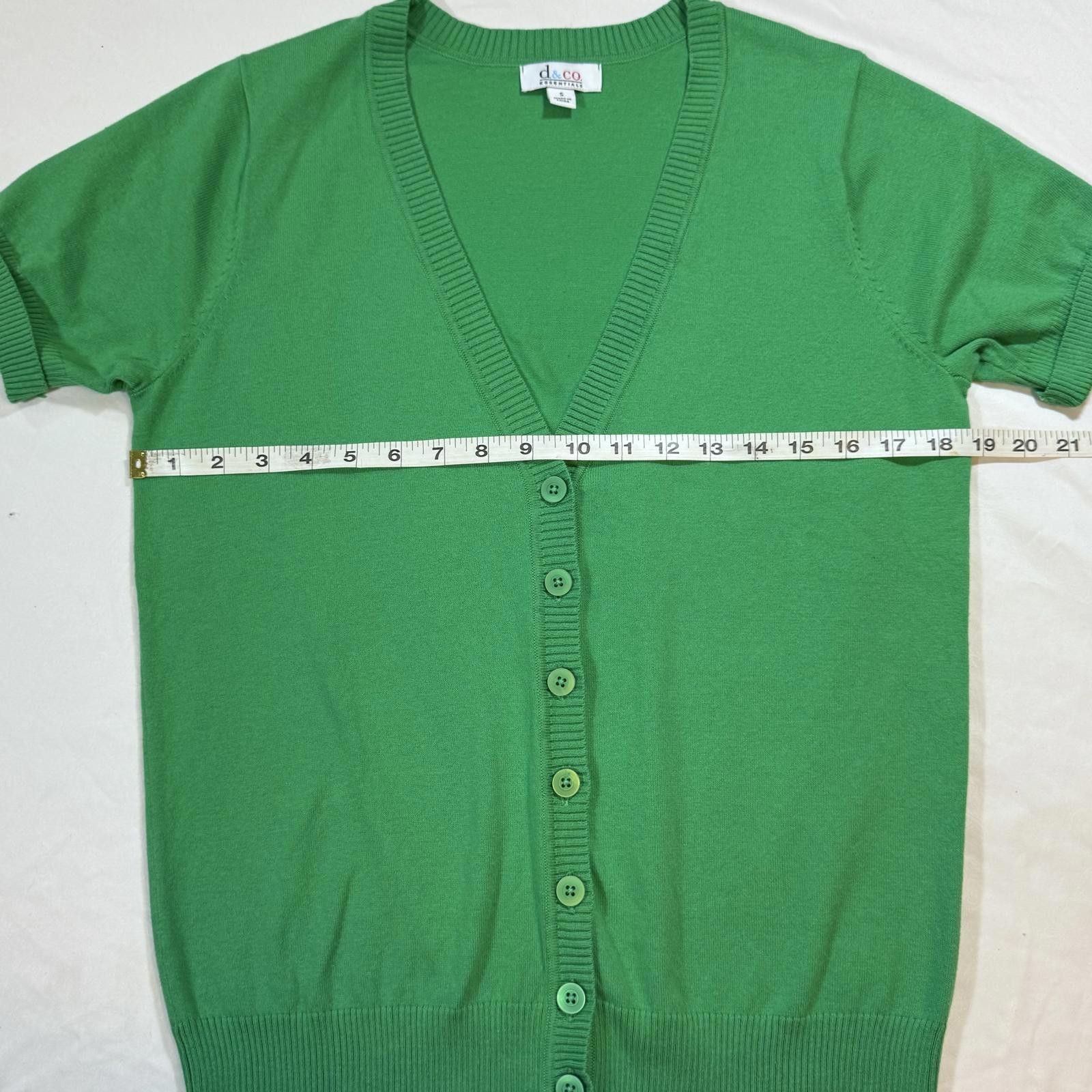Designer D&CO Women's Small Green Short Sleeve Cardigan V-neck Size S / US 4 / IT 40 - 5 Thumbnail