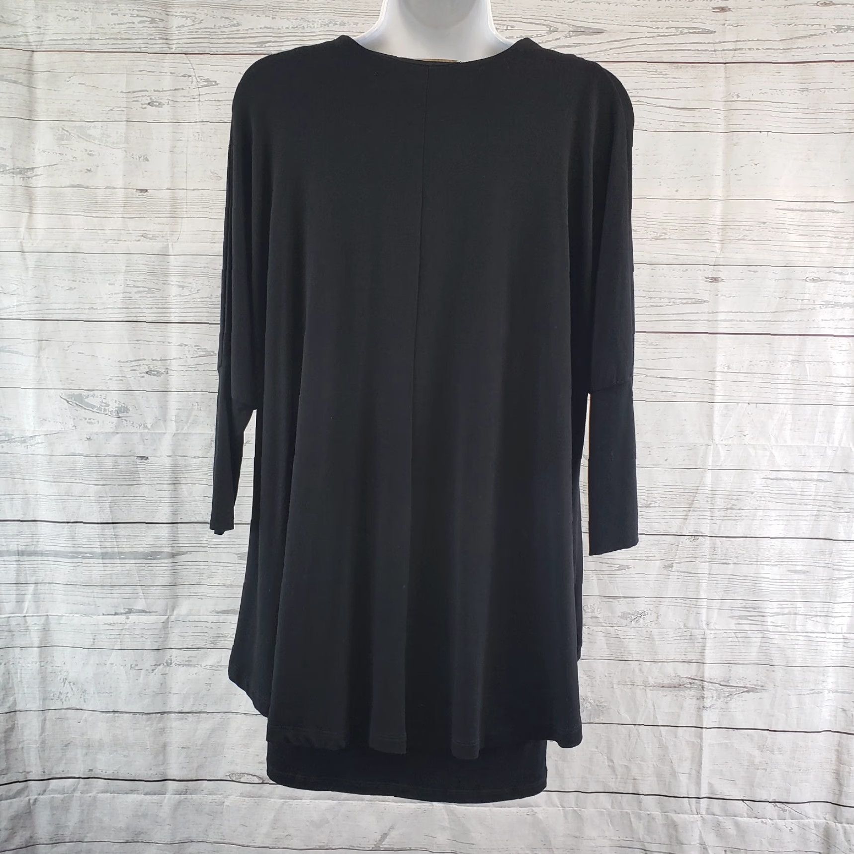 Vintage Testimony Los Angeles Womens Tunic Top Sz Small Black 3/4 Sleeve Rayon Blouse Size S / US 4 / IT 40 - 4 Thumbnail