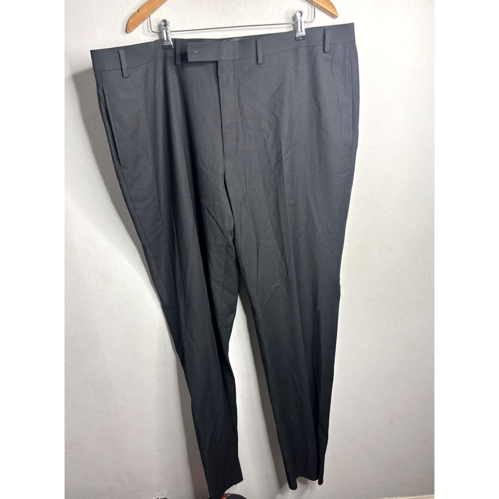 Vintage VINTAGE? No. Collection by Michael Strahan Dress Pants Mens 44x35 Black Wool Stretch Pants Straight Front Classic Fit 44W 35L Black Mens Size US 44 / EU 60 - 3 Thumbnail