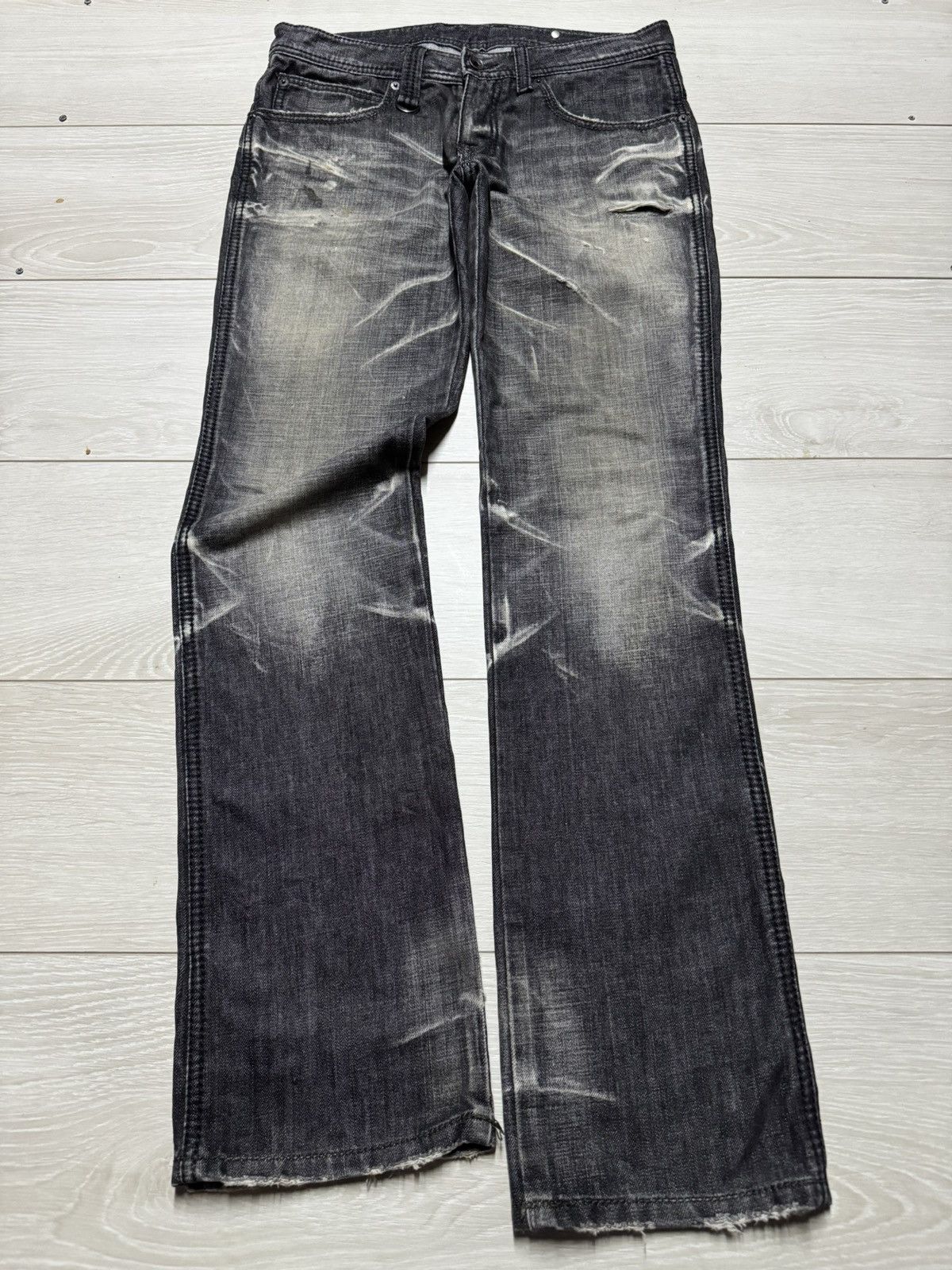 BUFFALO BOBS Buffalo bobs noir black slim waxed coating jeans 