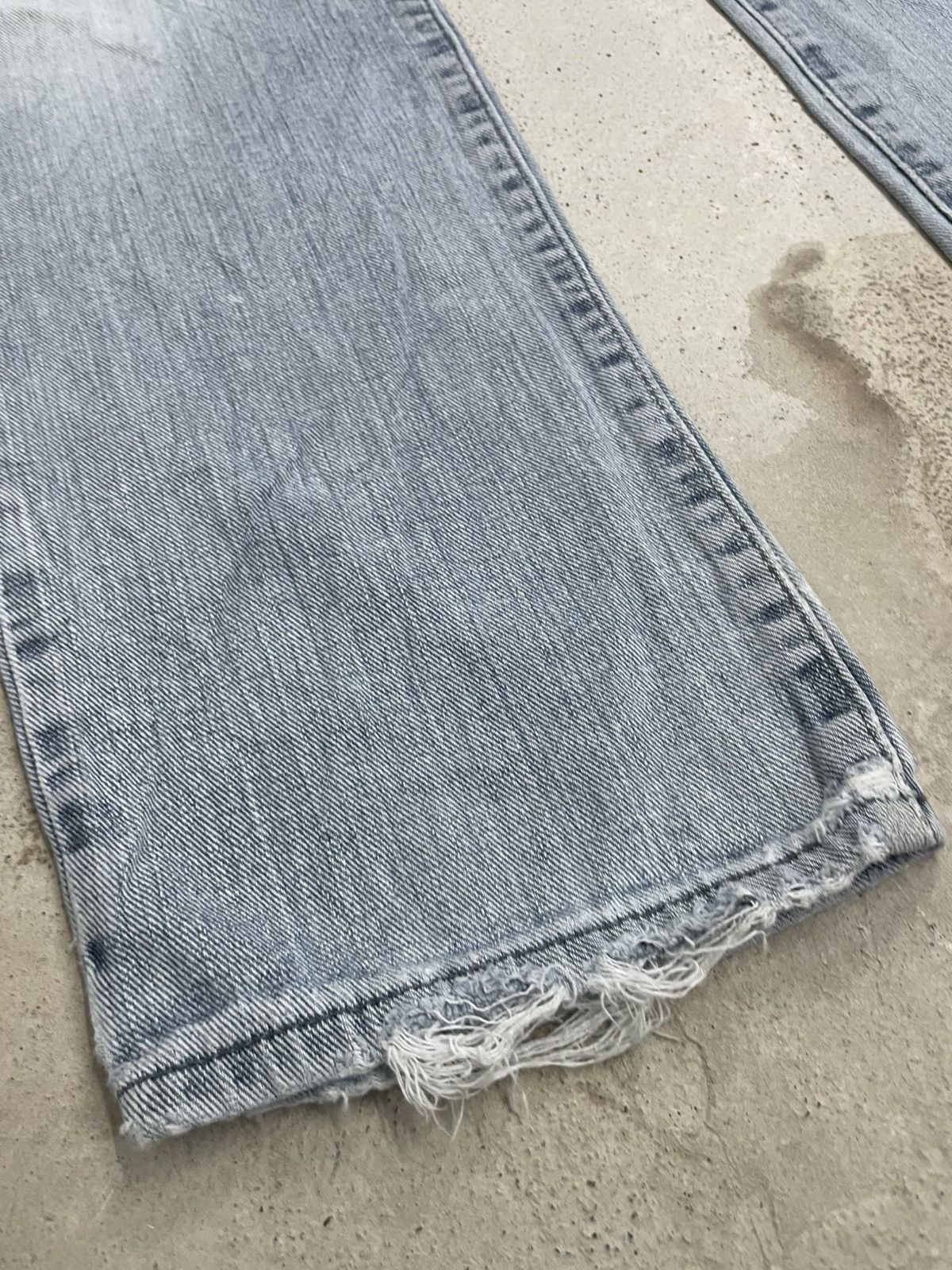Edwin Low Rize Light Wash Soft Denim Distressed