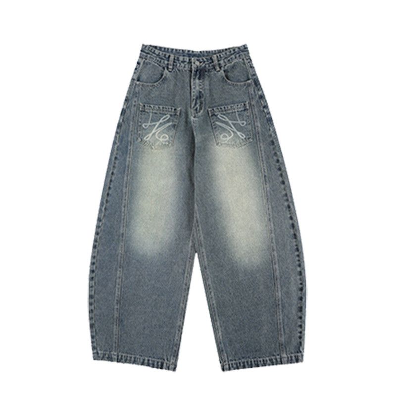 Vintage Men's American Retro Washed & Distressed Curved-Leg Jeans Size US 32 / EU 48 - 4 Thumbnail