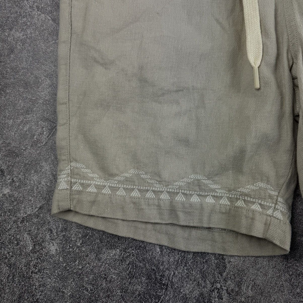 Folk Folk Beige Linen Drawstring Shorts / Aztec Hem Embroidery Size US 34 / EU 50 - 3 Thumbnail