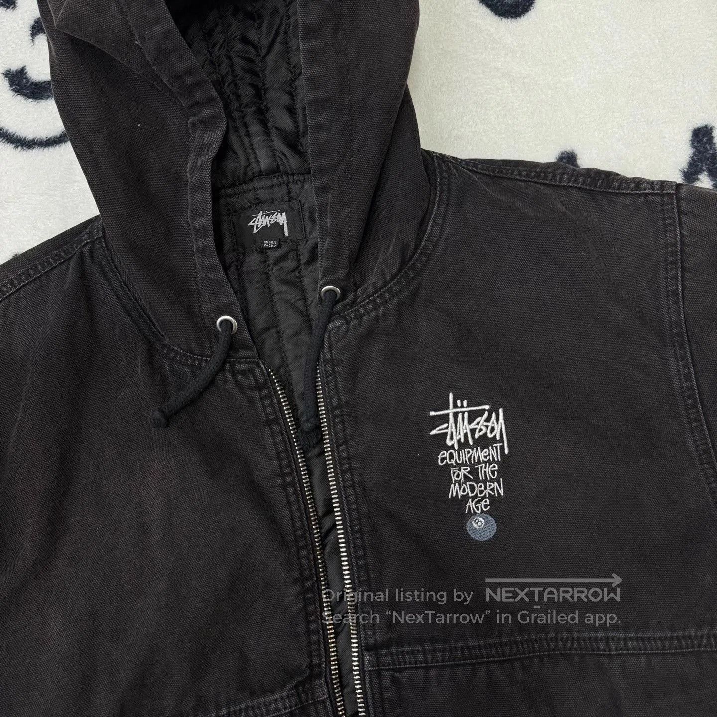 Stussy Stussy Black Distressed Hooded Jacket. Size US XL / EU 56 / 4 - 4 Thumbnail