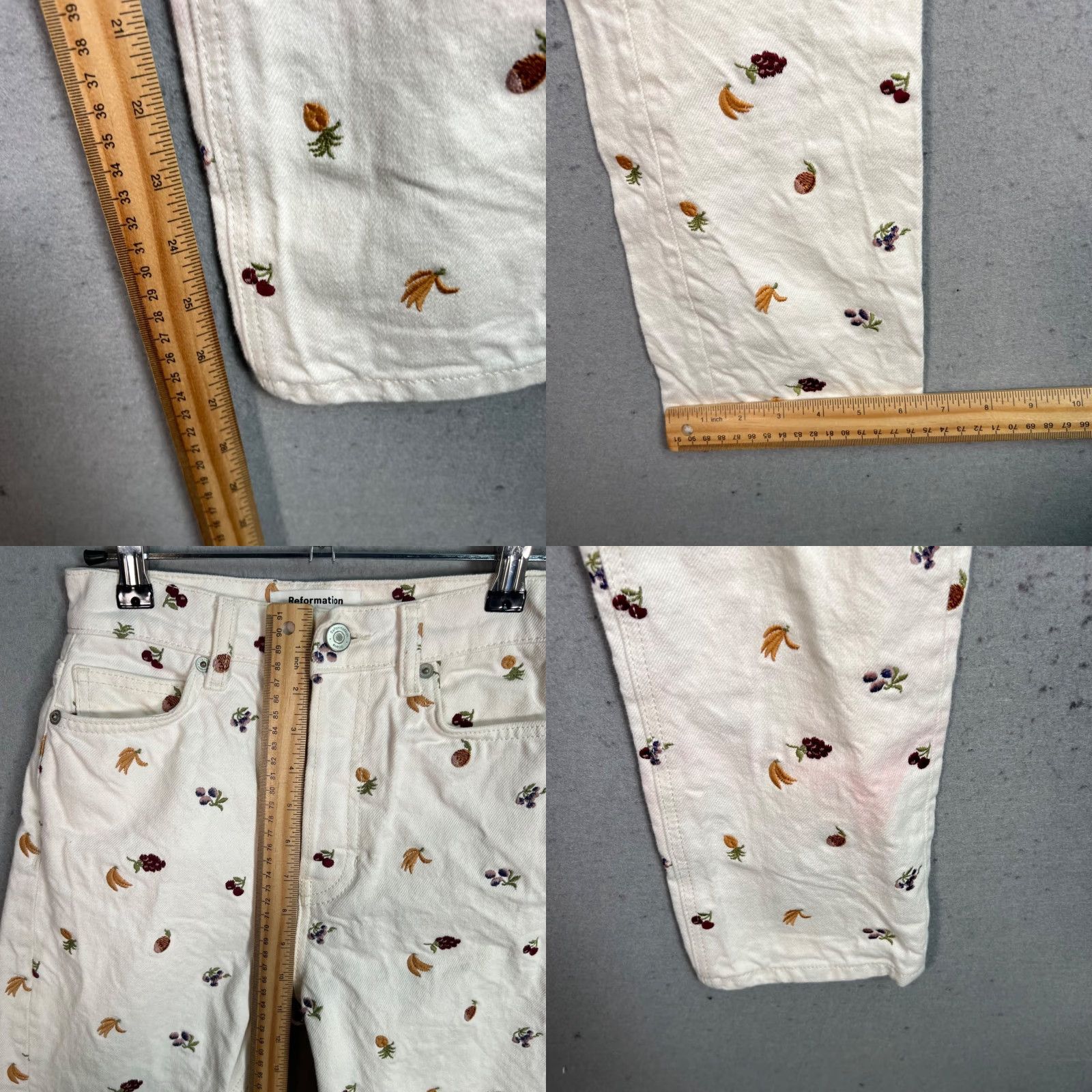 Reformation Reformation Cynthia Jeans Women 23 White Denim High Rise Straight 5-Pocket Size 40" / US 18 - 8 Thumbnail