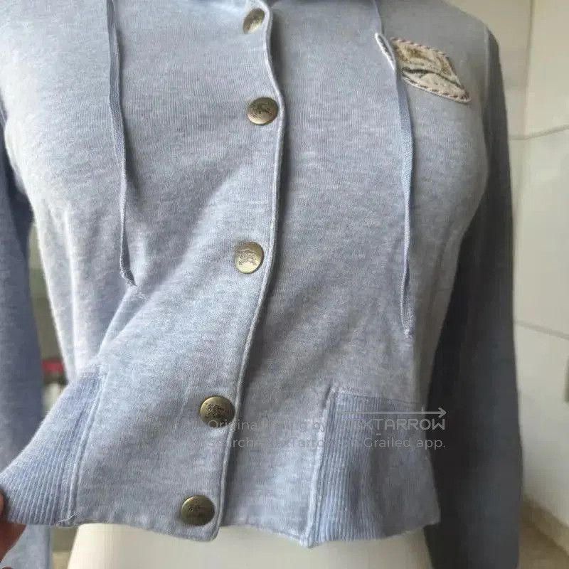 Burberry Burberry Gray Cotton Cropped Long Sleeve Hoodie. Size M / US 6-8 / IT 42-44 - 4 Thumbnail