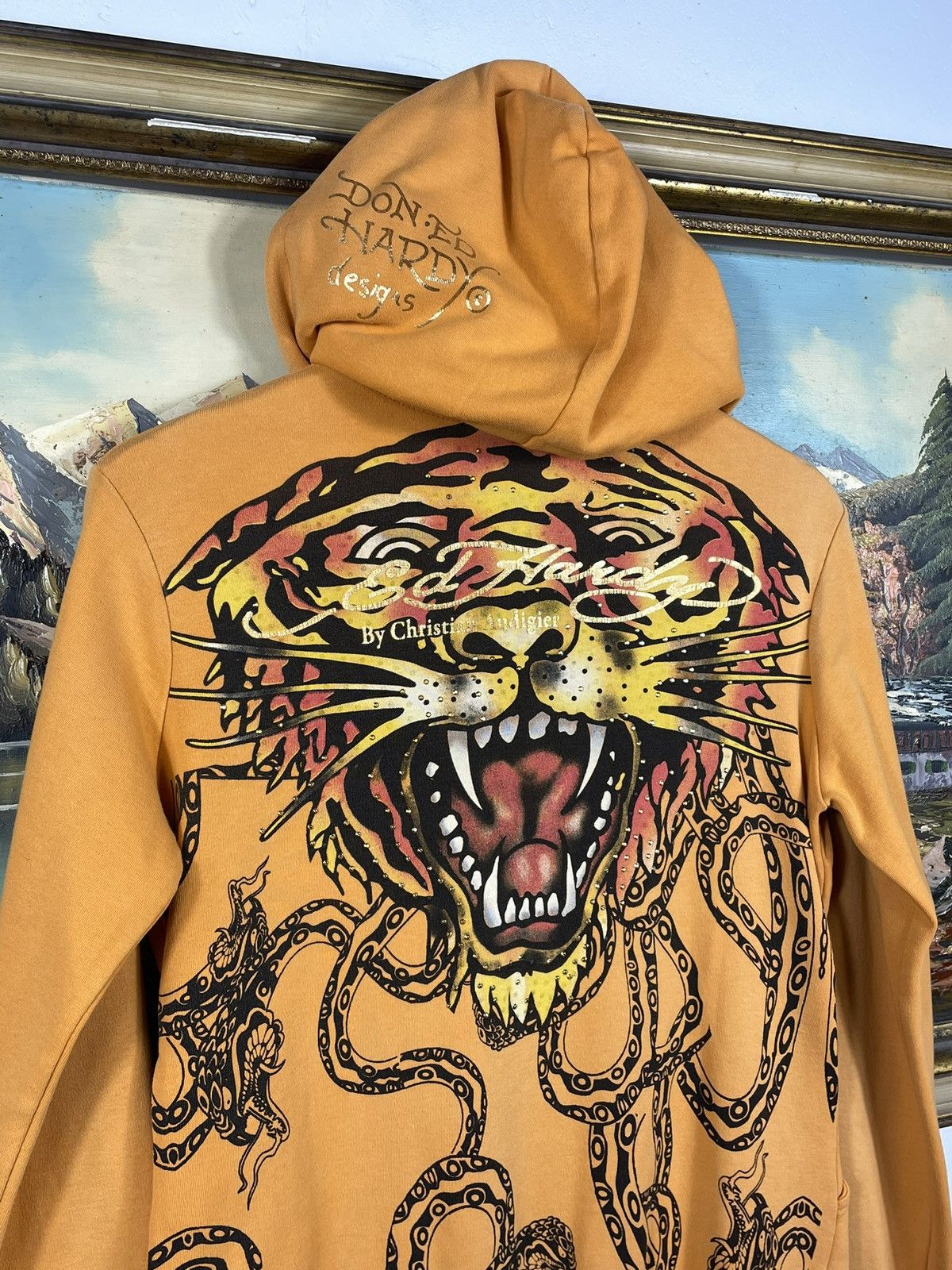 Christian Audigier × Ed Hardy × Vintage Ed Hardy Retro 00s Hoodie With Crystals Affliction Grunge Size US XS / EU 42 / 0 - 9 Thumbnail