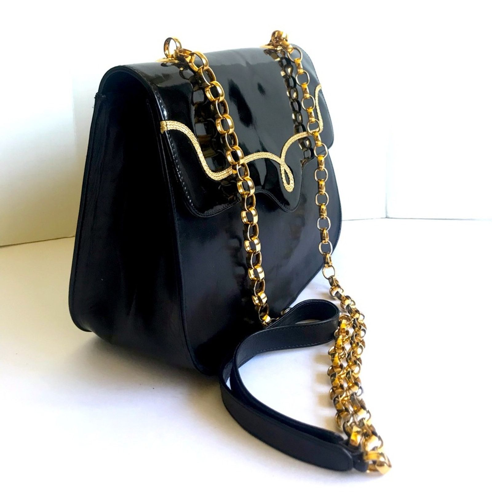 Bally BALLY Chain Flap Shoulder Crossbody Bag ⭐️ Patent Leather Size ONE SIZE - 4 Thumbnail