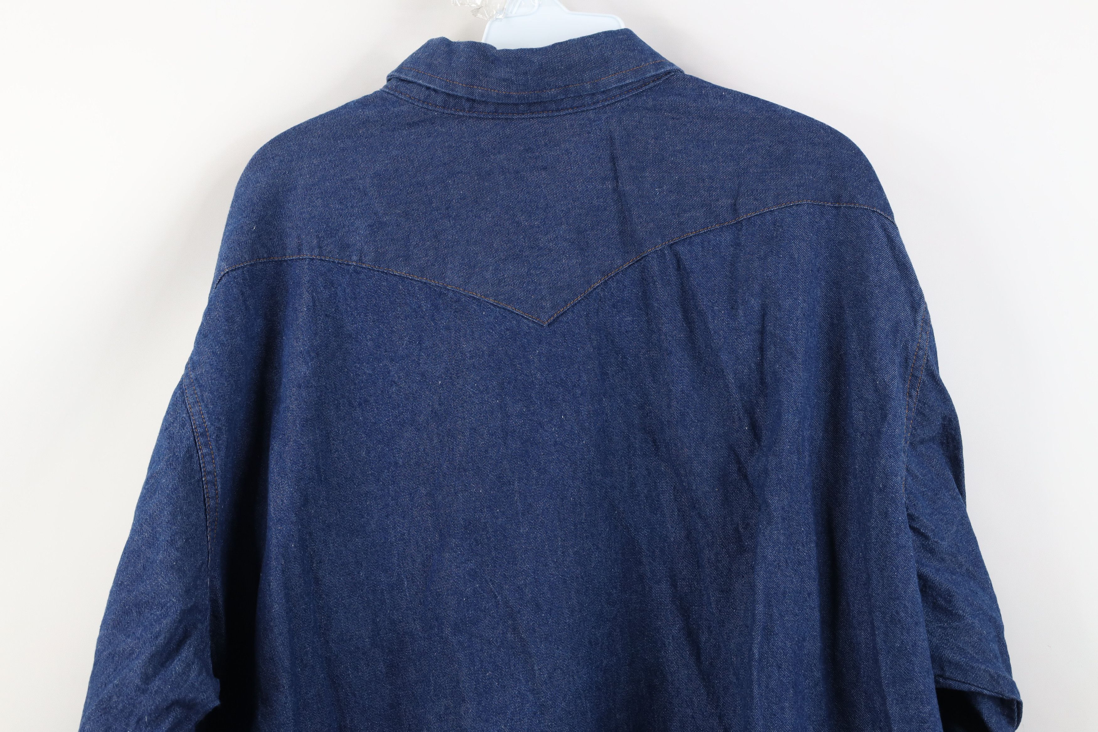 Wrangler Vintage 90s Wrangler Cowboy Denim Snap Button Shirt USA Size US XL / EU 56 / 4 - 10 Thumbnail