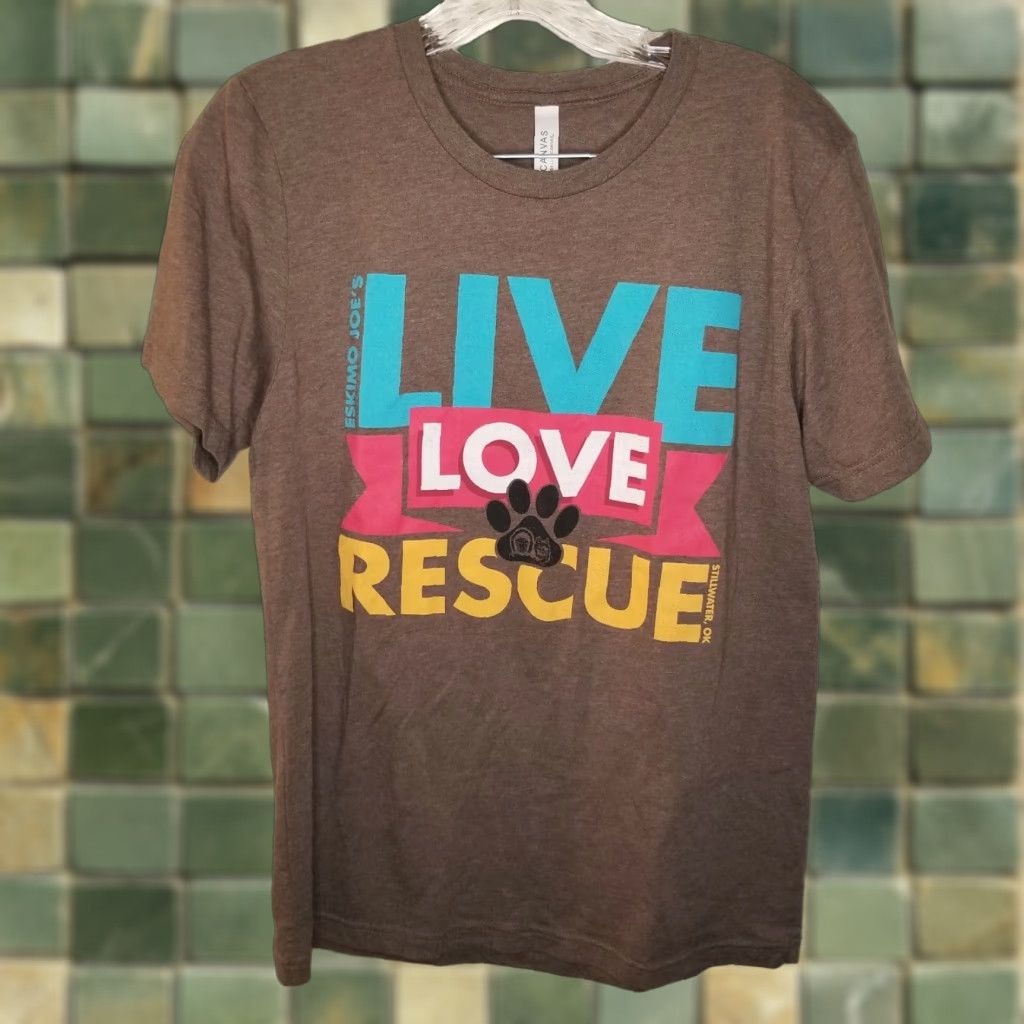 Olive Canvas Womens Brown Short Sleeve Live Love Rescue T-Shirt M Size M / US 6-8 / IT 42-44 - 1 Thumbnail