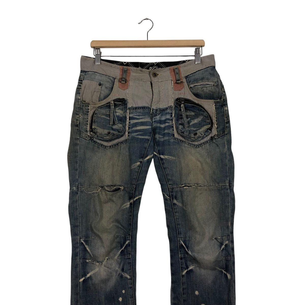 PPFM 🔥VINTAGE SKINNY DENIM JEANS PPFM BONDAGE PUNK DESIGN Size US 32 / EU 48 - 6 Thumbnail
