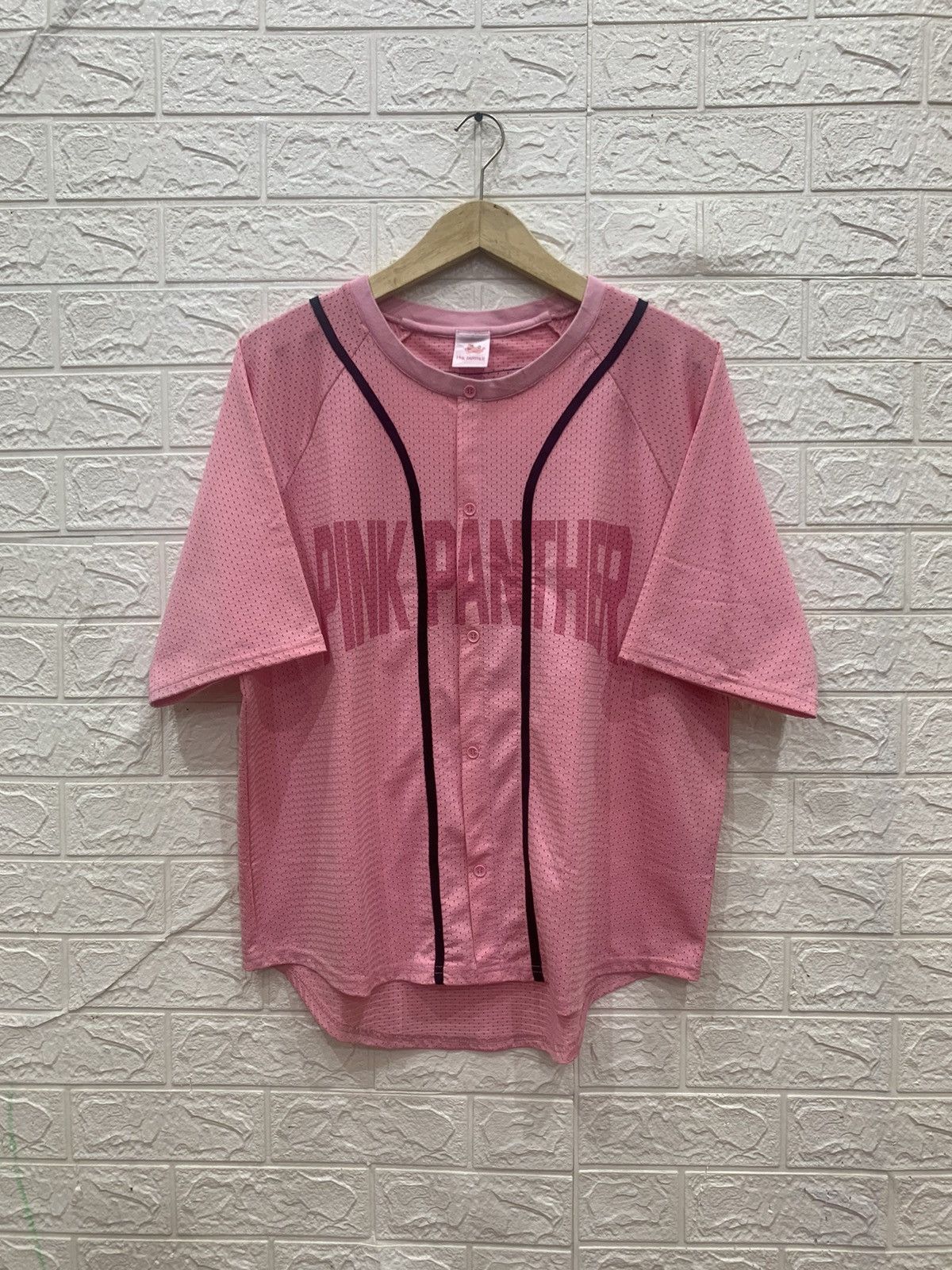 Cartoon Network 💗RARE💗 Pink Panther pull over mesh baseball jersey Size US L / EU 52-54 / 3 - 3 Thumbnail