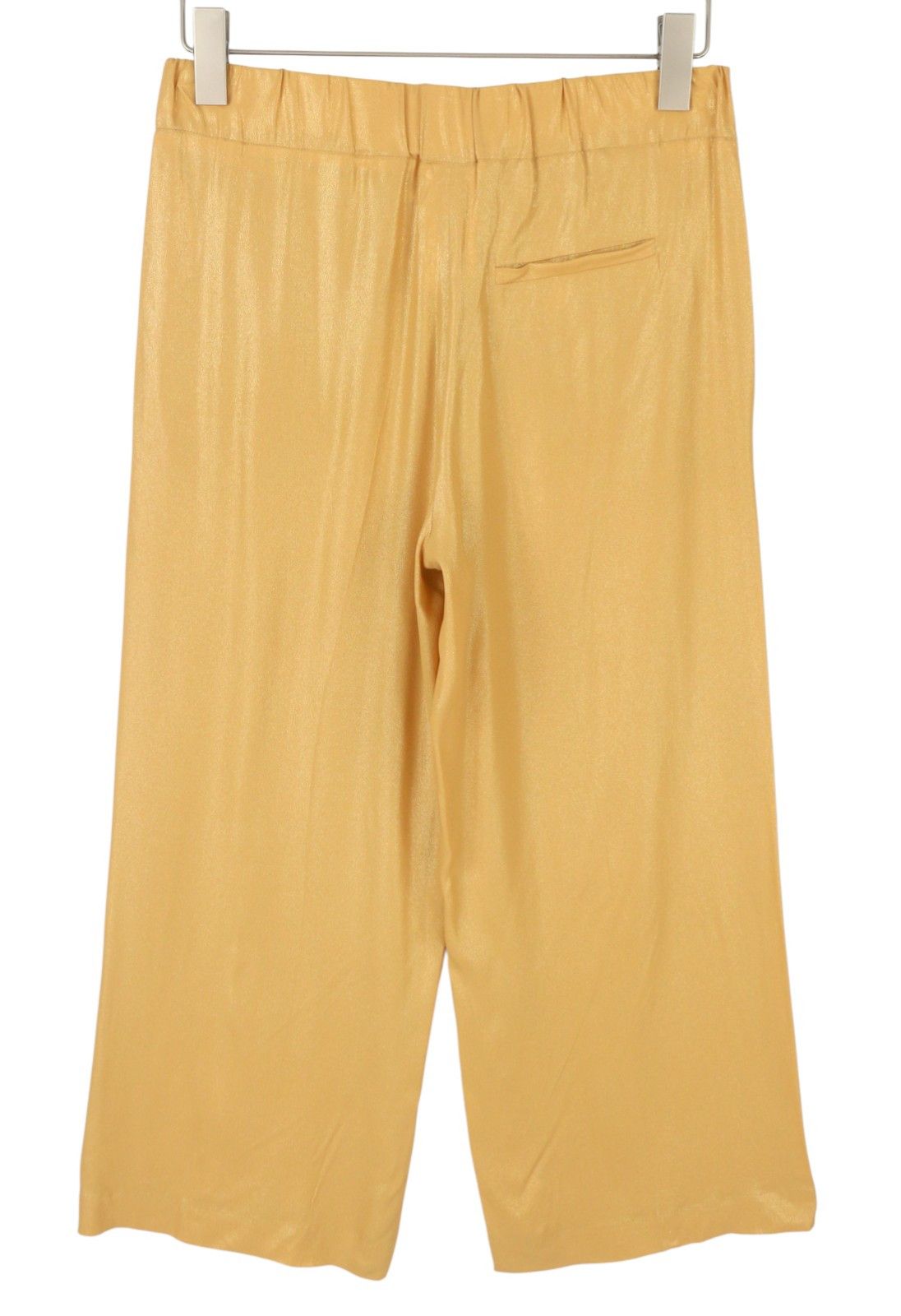 Max Mara W28 Yellow Gold Silk Glitter Cropped Trousers 88898 Size 28" / US 6 / IT 42 - 4 Thumbnail