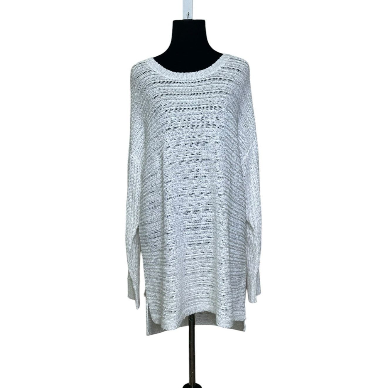 DKNY DKNY ivory metallic crochet tunic sweater size Large Size L / US 10 / IT 46 - 1 Thumbnail