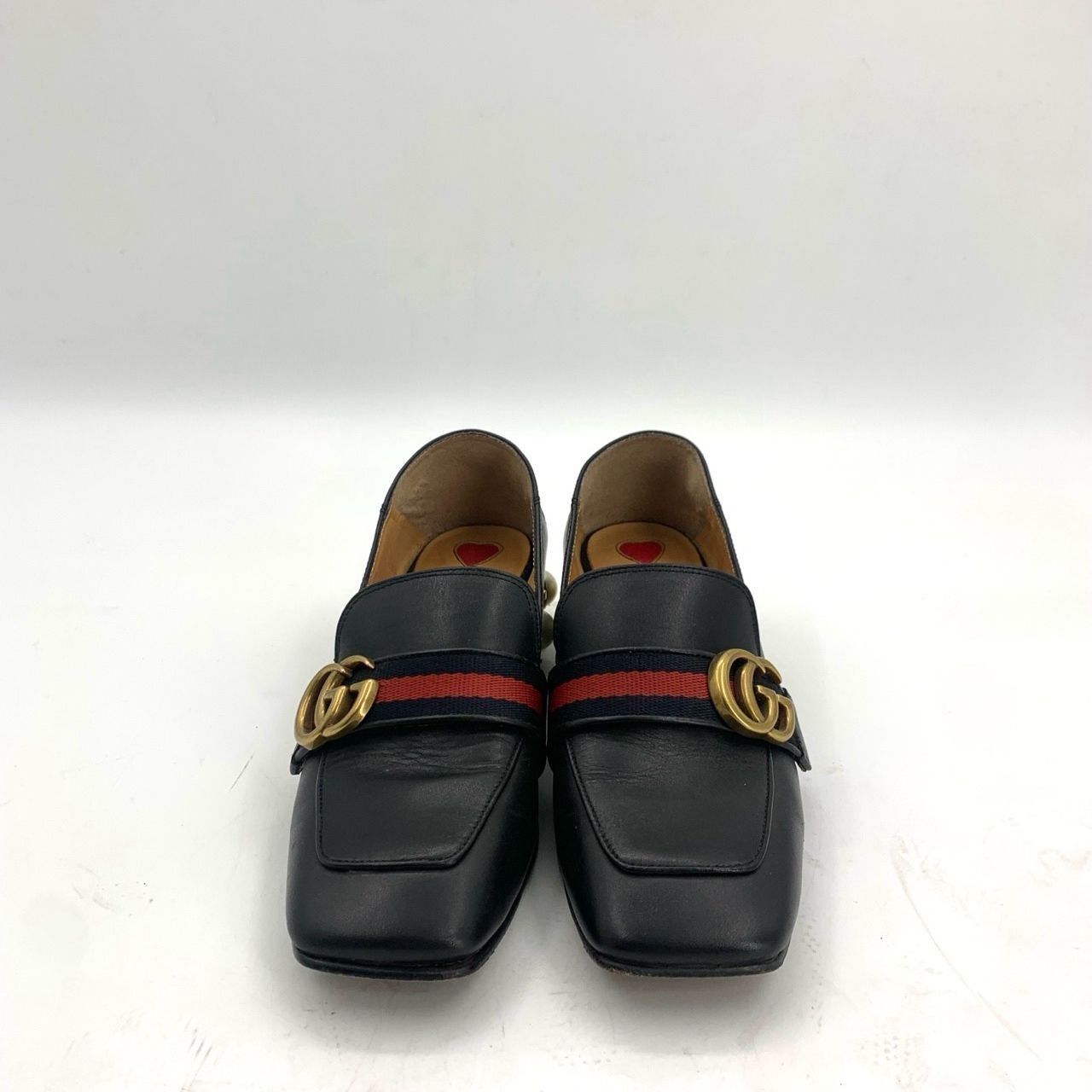 Gucci Gucci Womens Black Leather Loafers Size 37 Square Toe With P Size US 7 / IT 37 - 8 Thumbnail