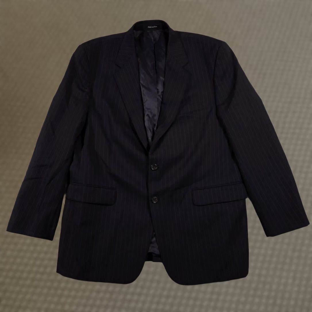 Chaps Chaps Blazer Mens 44R Blue Pinstripe Wool Suit Jacket Formal Lined Two-Button Notch Lapel Regular Chest Pocket Front Pockets Size 44R - 1 Thumbnail