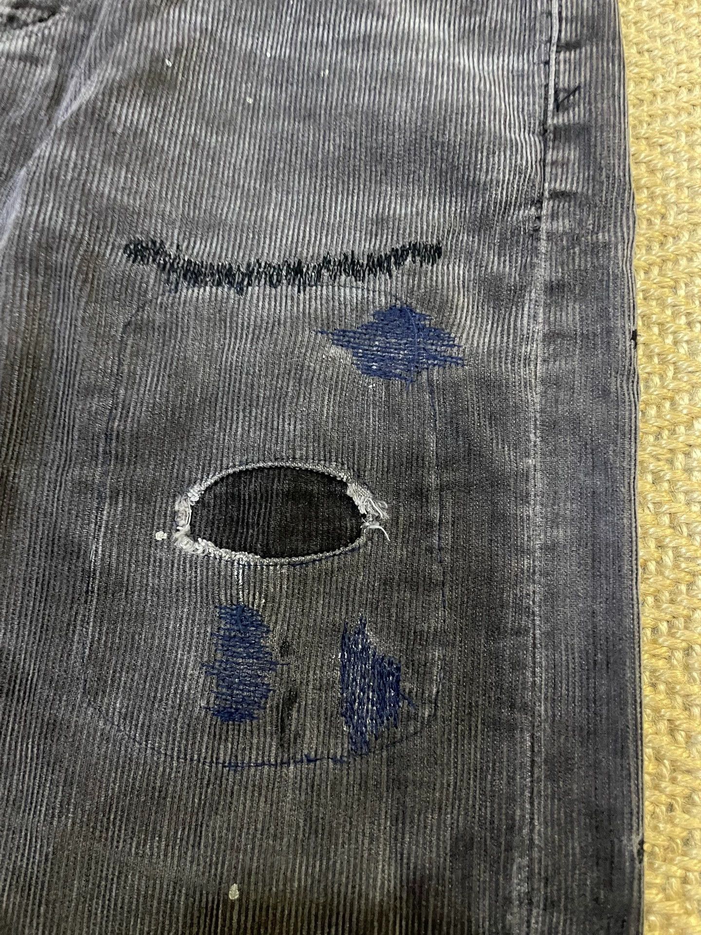 Neighborhood NBHD VTG Wash Knife-Cut Cord Narrow Pant S Black & Gray Good Size US 29 - 5 Thumbnail