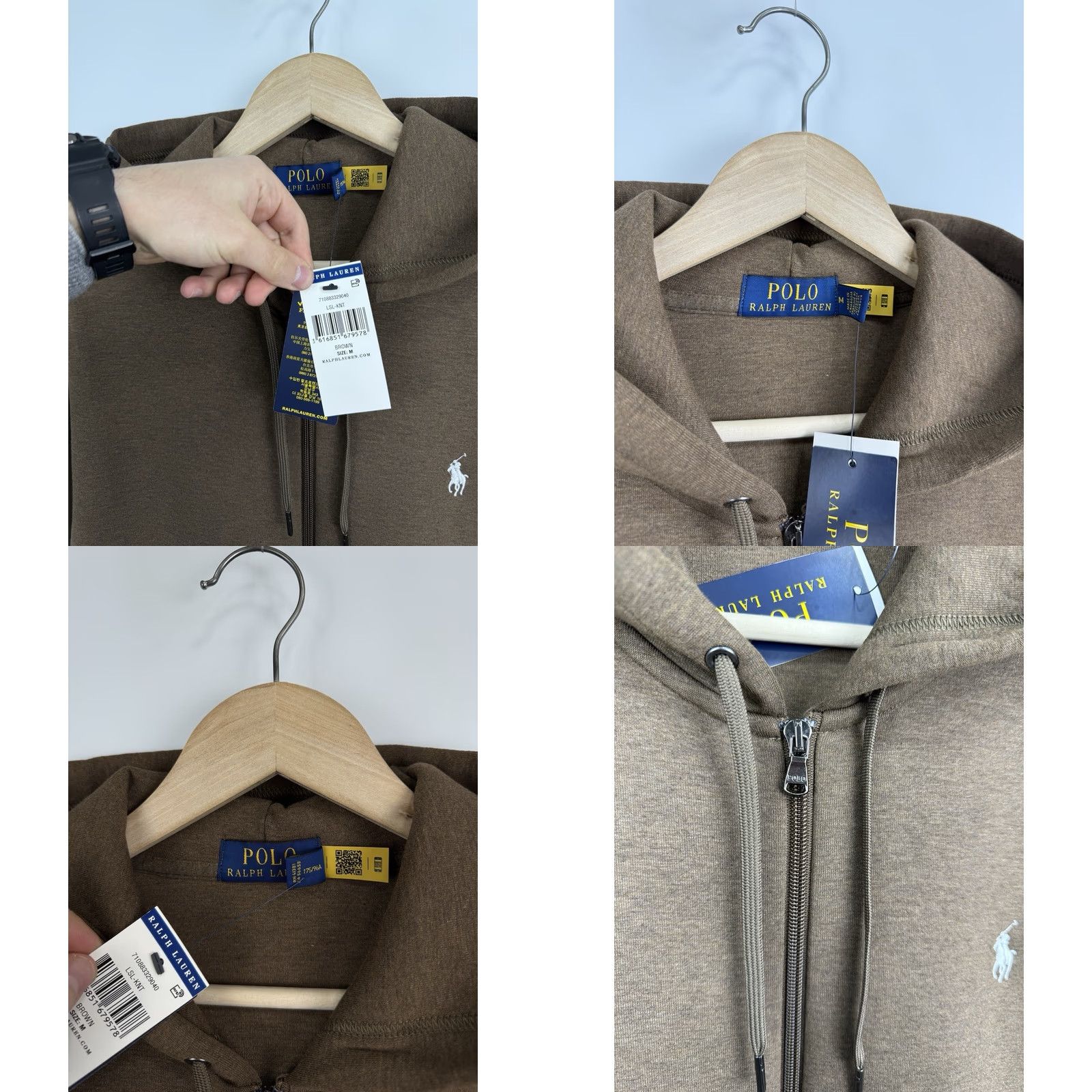Polo Ralph Lauren VINTAGE? No, NWT Polo Ralph Lauren Full Zip Hoodie Brown M Men Shirt? Size US M / EU 48-50 / 2 - 9 Thumbnail