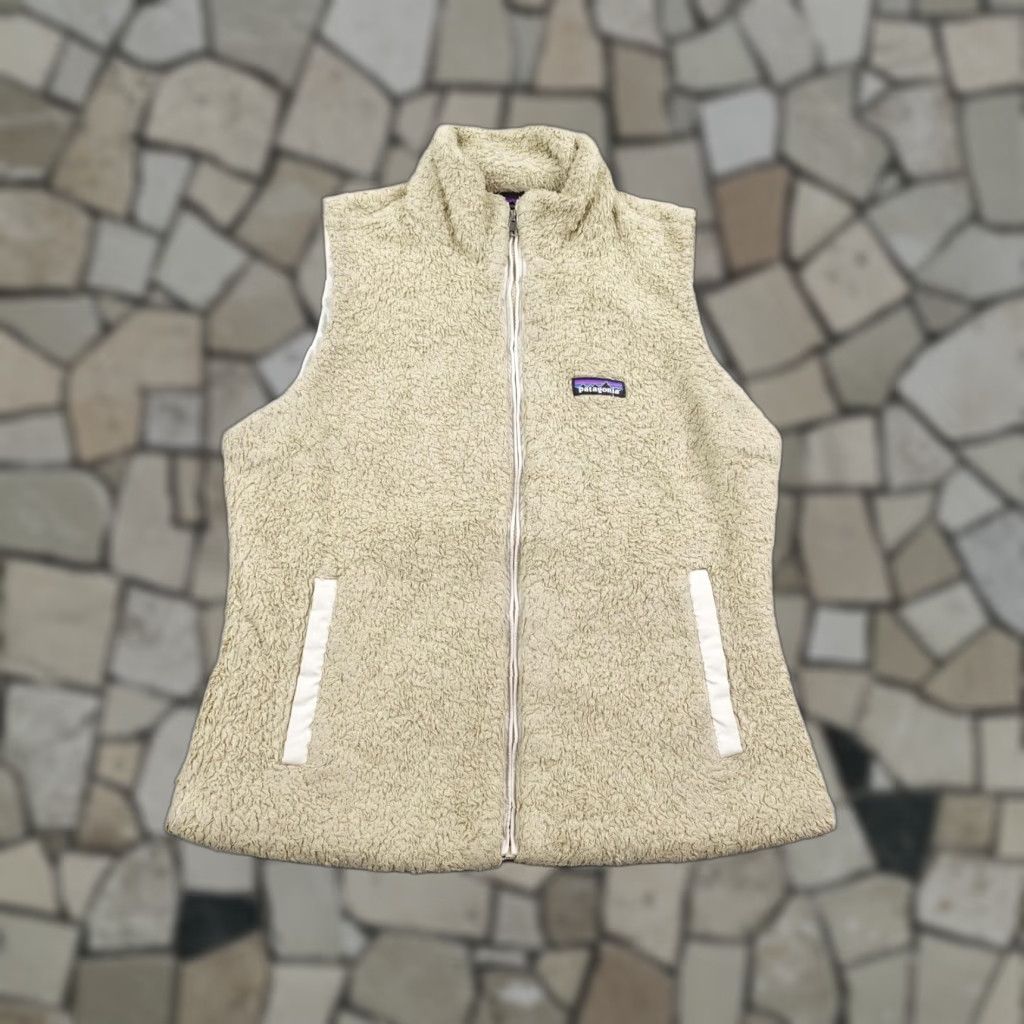 Patagonia Patagonia Vest Womens Large Beige Oatmeal Los Gatos Fleece Sherpa High Pile Zip Mid-Length Casual Travel Size L / US 10 / IT 46 - 1 Thumbnail