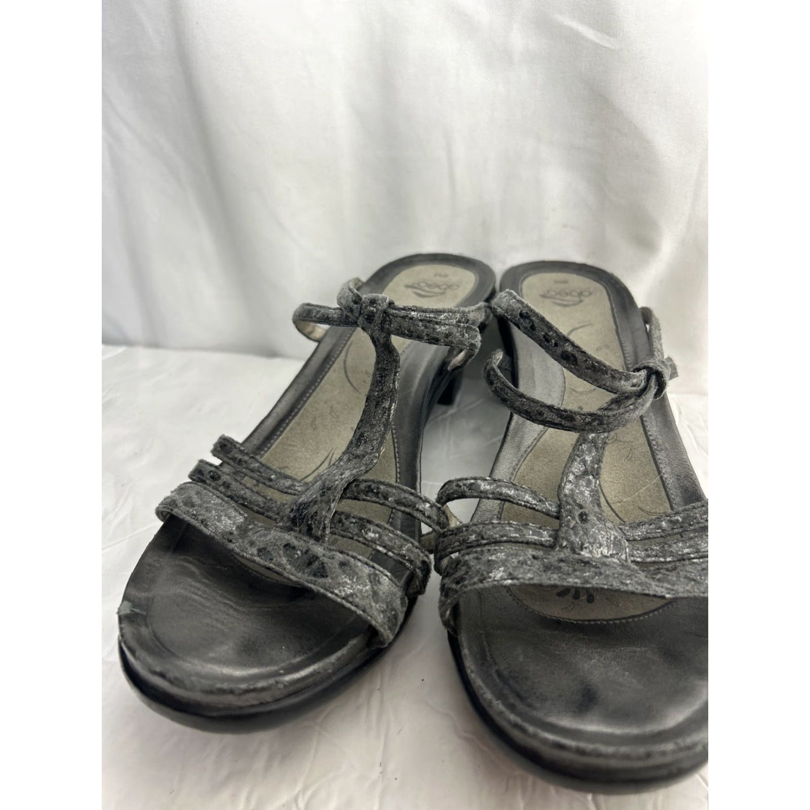 Vintage Abeo Platform Wedge Heels Black Snakeskin T-Strap Slip-On Womens Size 8 Sandals Size US 6 / IT 36 - 5 Thumbnail
