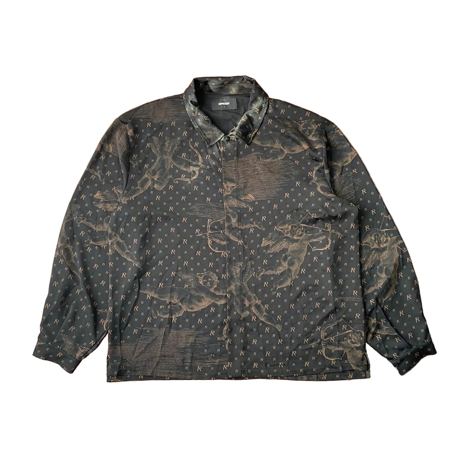 Represent Clo. 1 of 1 Black All Over Initial Logo Cherub Print Shirt Size US L / EU 52-54 / 3 - 1 Thumbnail