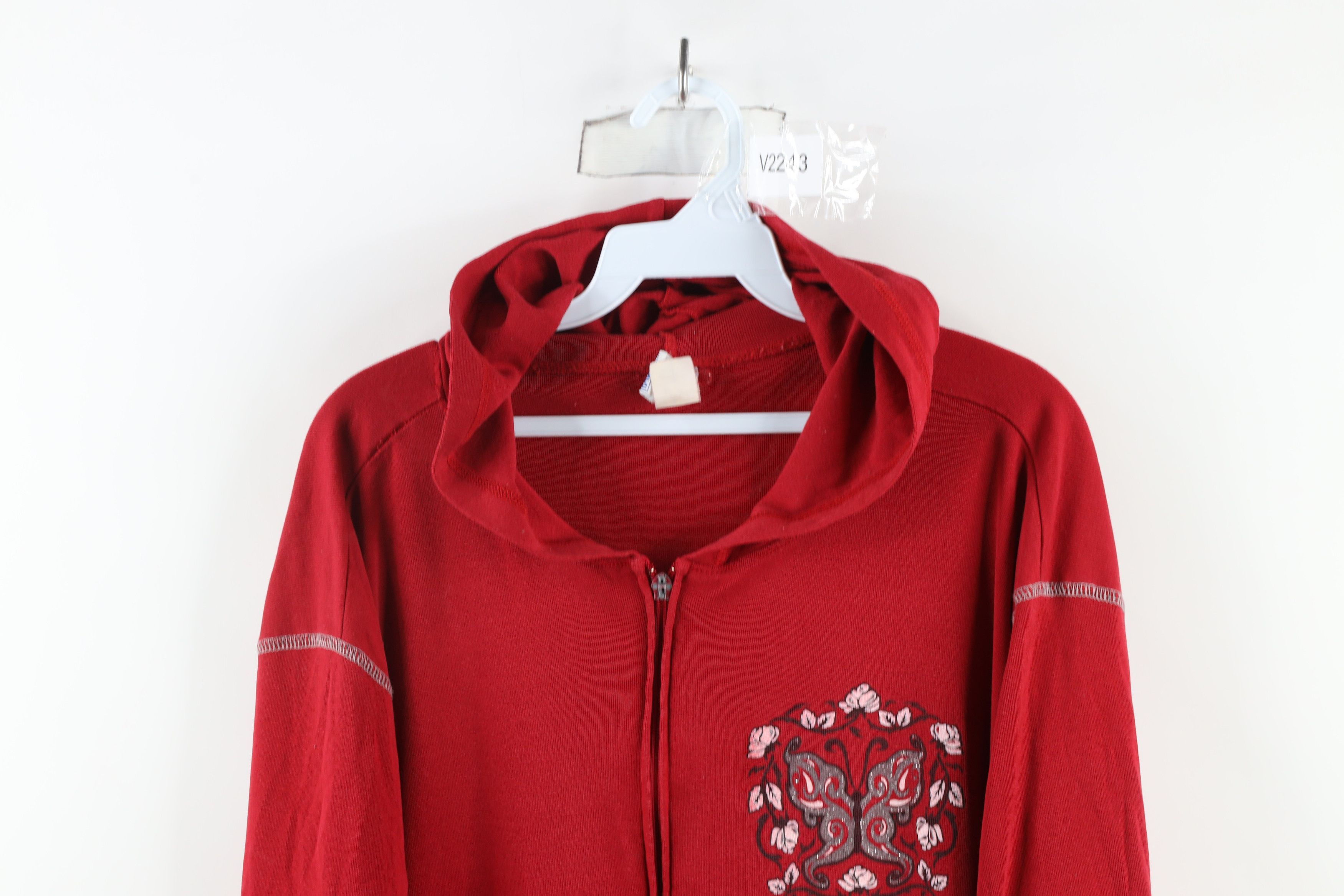 Vintage Vintage Y2K 90s Streetwear Butterfly Tribal Rose Zip Hoodie Size XL / US 12-14 / IT 48-50 - 2 Thumbnail