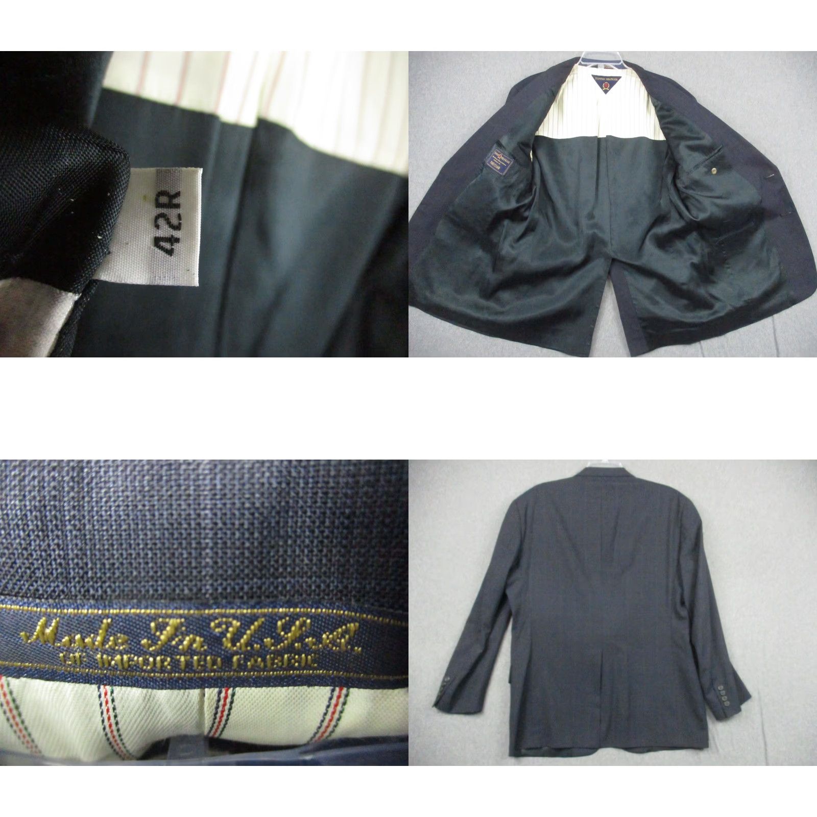 Tommy Hilfiger VINTAGE Tommy Hilfiger Blazer Mens 42R Wool Sport Coat Blue Plaid 2 Piece 2-Button Notch Parisian USA Men Size 42R - 9 Thumbnail