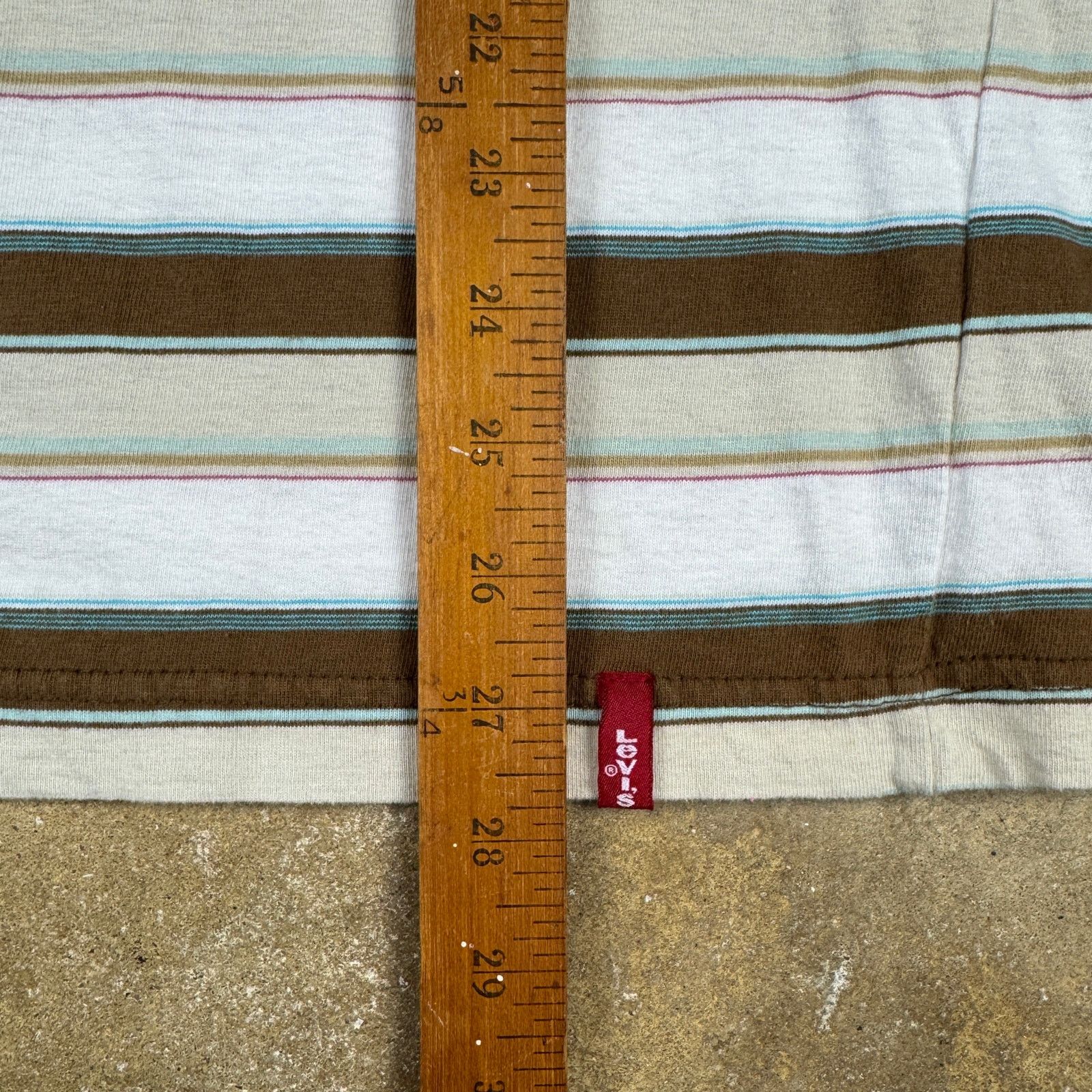 Levi's Vintage Levi’s Polo Shirt Men’s L Brown White Striped Y2K Size US L / EU 52-54 / 3 - 9 Thumbnail