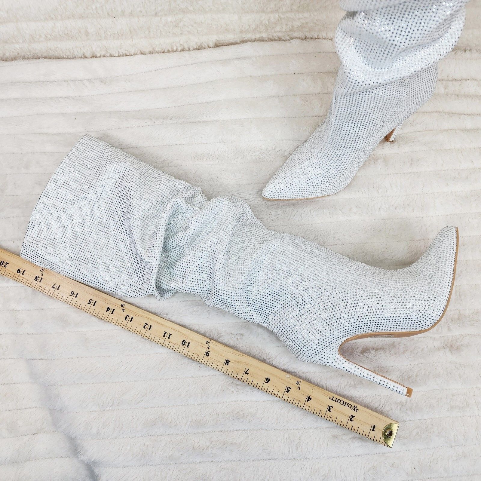 Other Radiant White Sparkling Rhinestone High Heel Stiletto Slouch Size US 5.5 / IT 35.5 - 6 Thumbnail