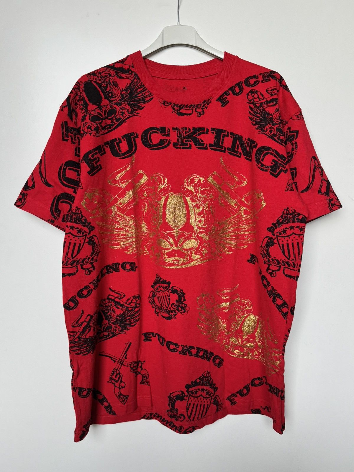 Affliction × Japanese Brand FU$KING Affliction Type Red T-shirt XL Fubu Rap Hip-hop Size US XL / EU 56 / 4 - 3 Thumbnail