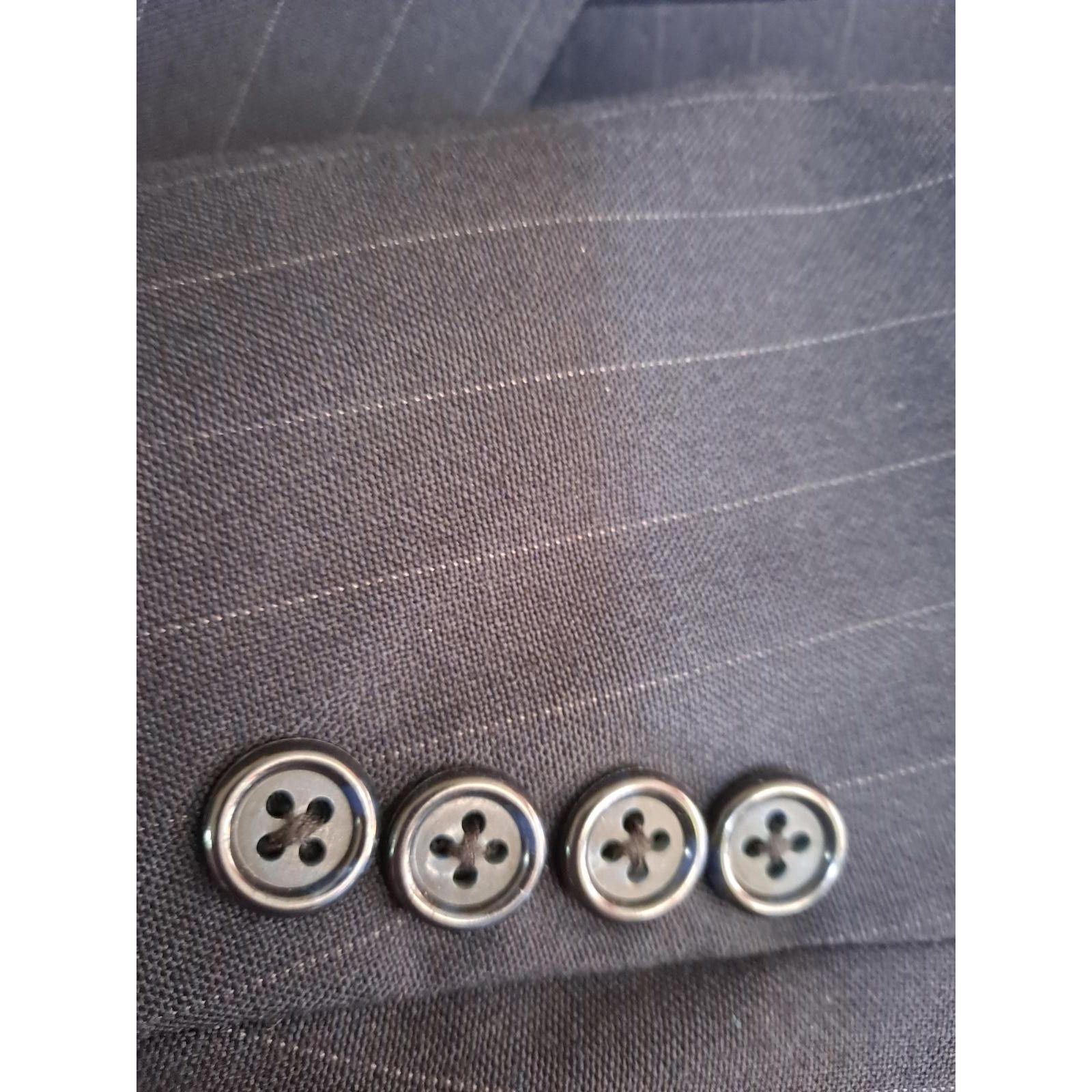 Burberry Burberry Blue Pinstripe 2 Button Blazer 100% Wool Size 42R - 2 Thumbnail