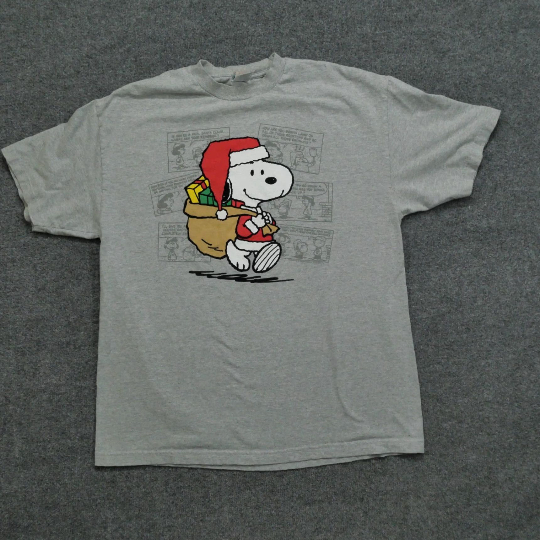 Peanuts Vintage Peanuts Snoopy T-Shirt Mens XL Gray Santa Christmas 90s Art Theme Mens Size US XL / EU 56 / 4 - 2 Thumbnail