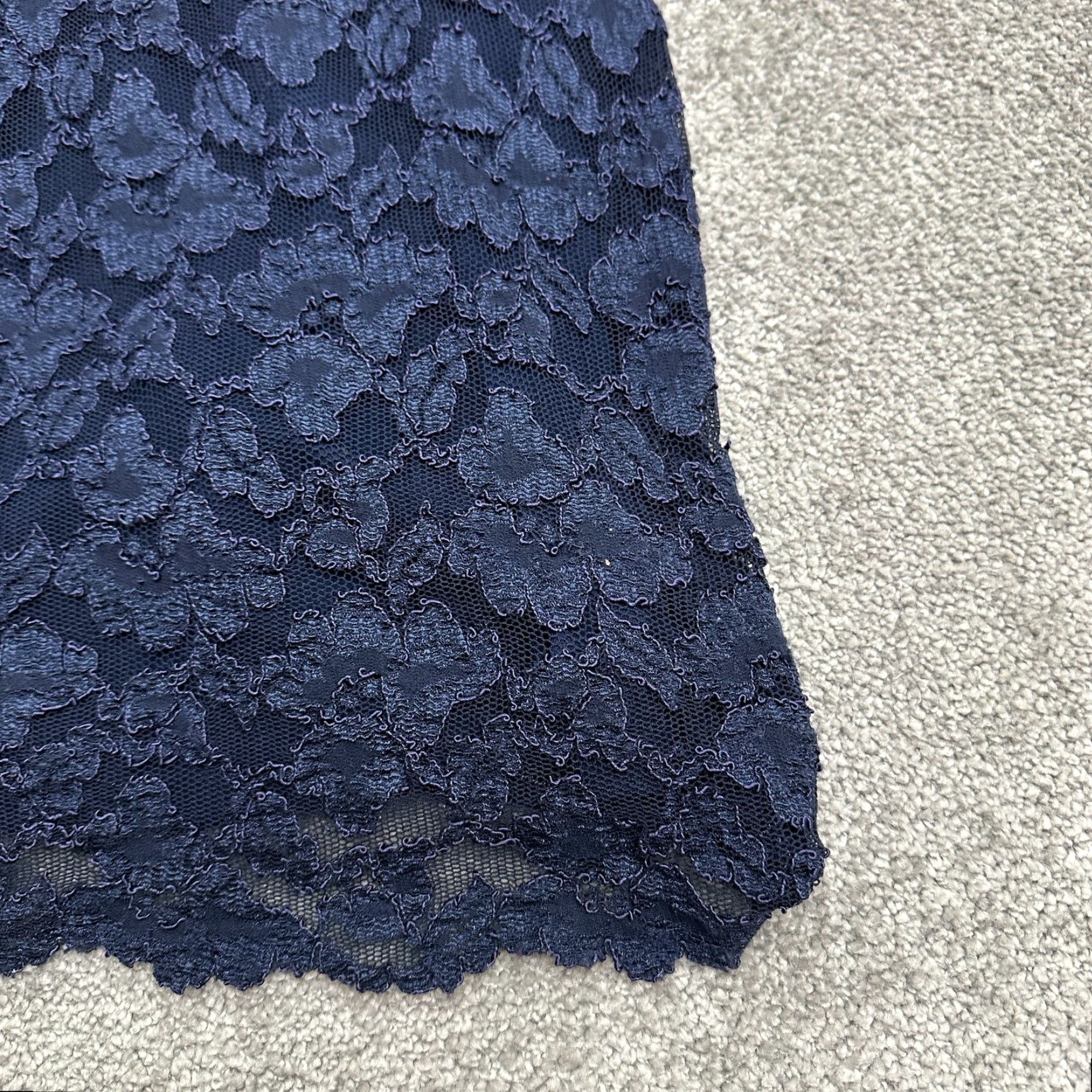 Vintage Rampage Dress Womens Lace Bodycon Vintage 11 Blue Sleeveless Nylon Scoop Neck Zipper Knee Length Lined Pattern Solid Size L / US 10 / IT 46 - 5 Thumbnail