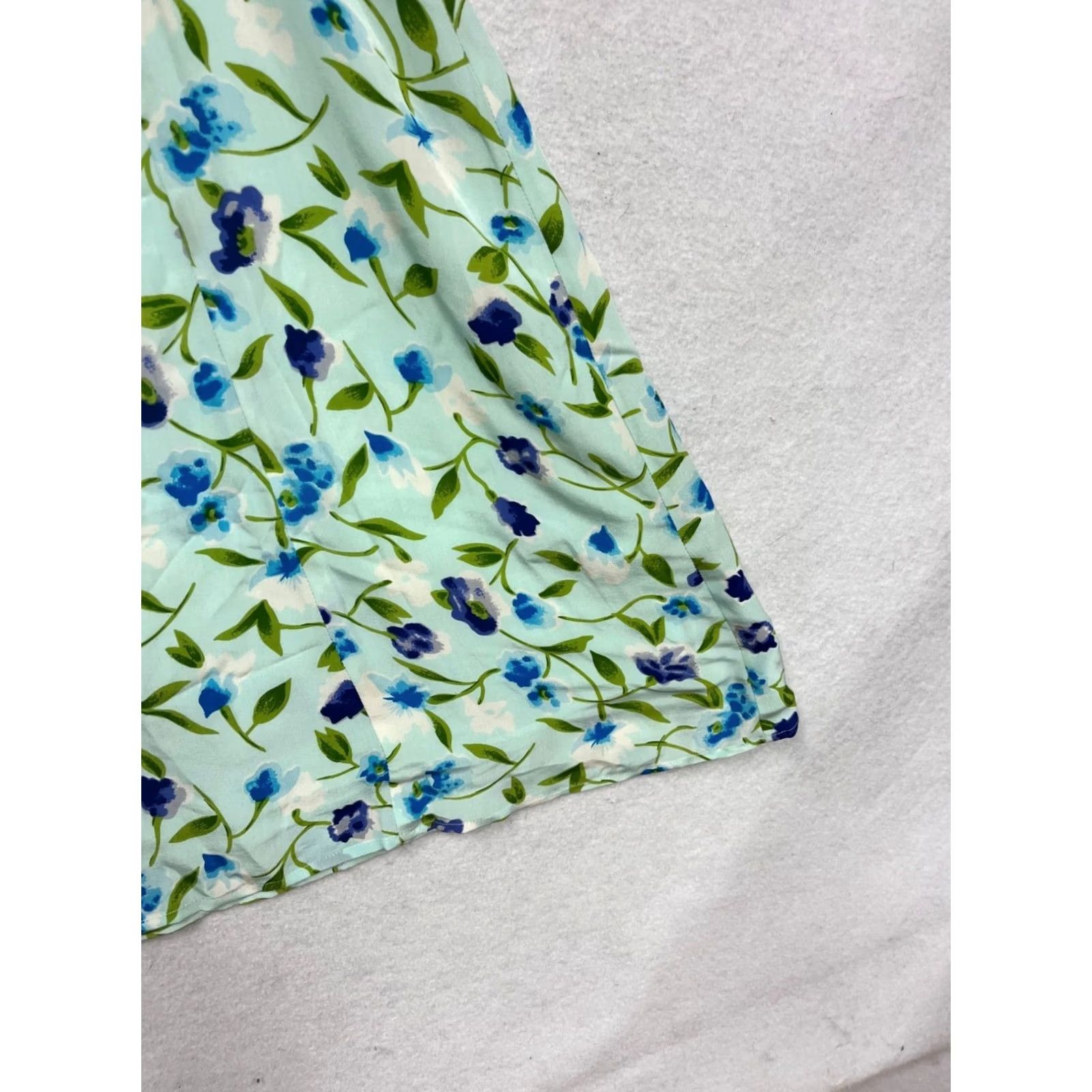 Vintage Sophisticates By Jonathan Martin Floral A-Line Skirt Womens M Midi Blue Nylon Silk Lined Pattern Floral Silk-Nylon Blend Size 32" / US 10 / IT 46 - 6 Thumbnail