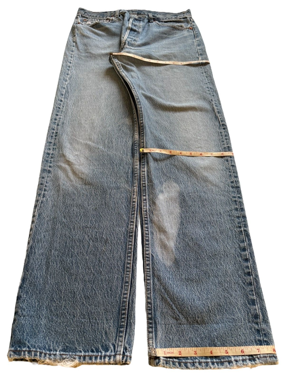 LVC × Levi's × Levi's Vintage Clothing Vintage 90s Levis Blue Wash Distressed Ripped Loose Jeans Size US 33 - 12 Thumbnail