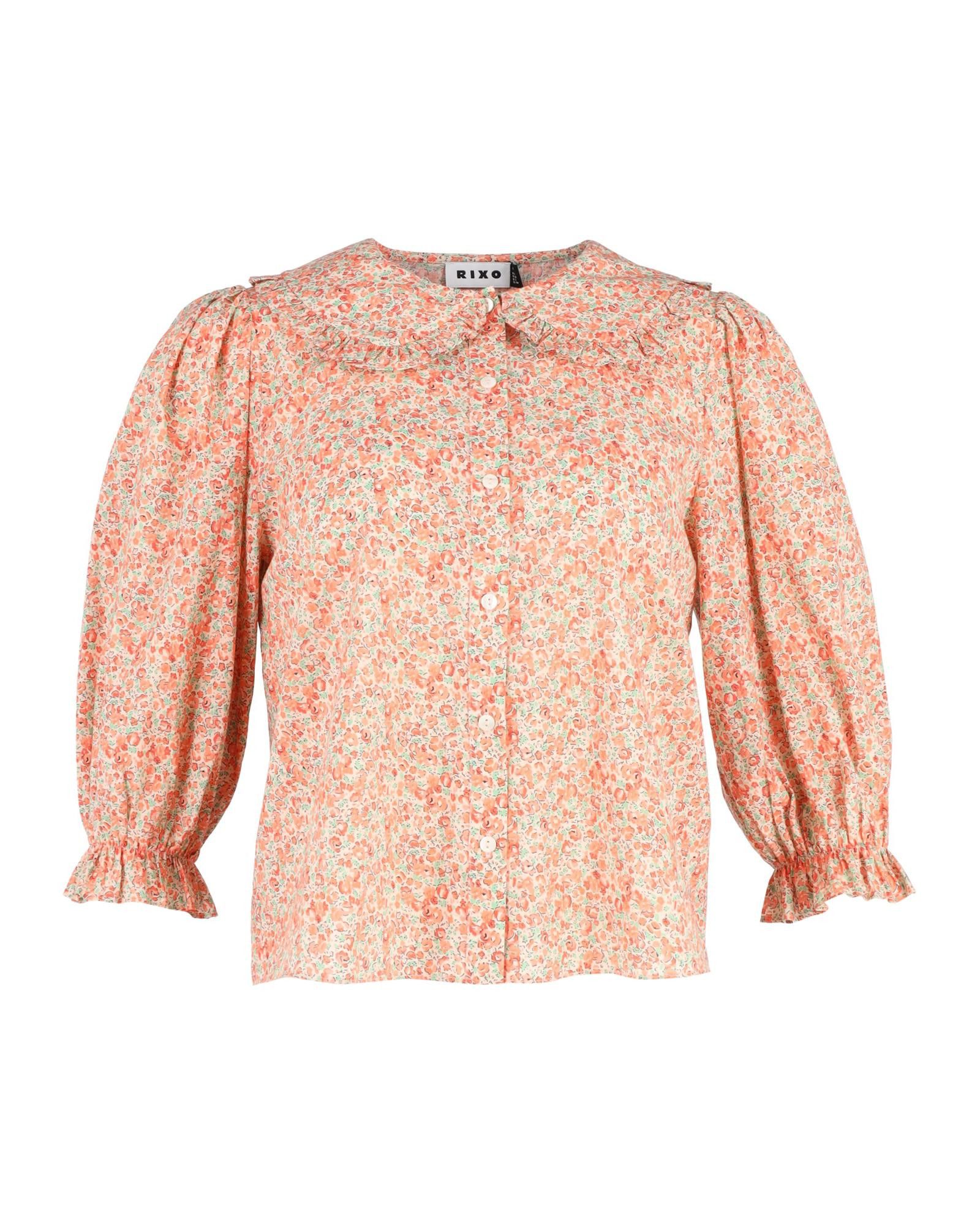 image of Rixo Vintage-Inspired Floral Print Peter Pan Collar Blouse In Cotton, Women's (Size XS)