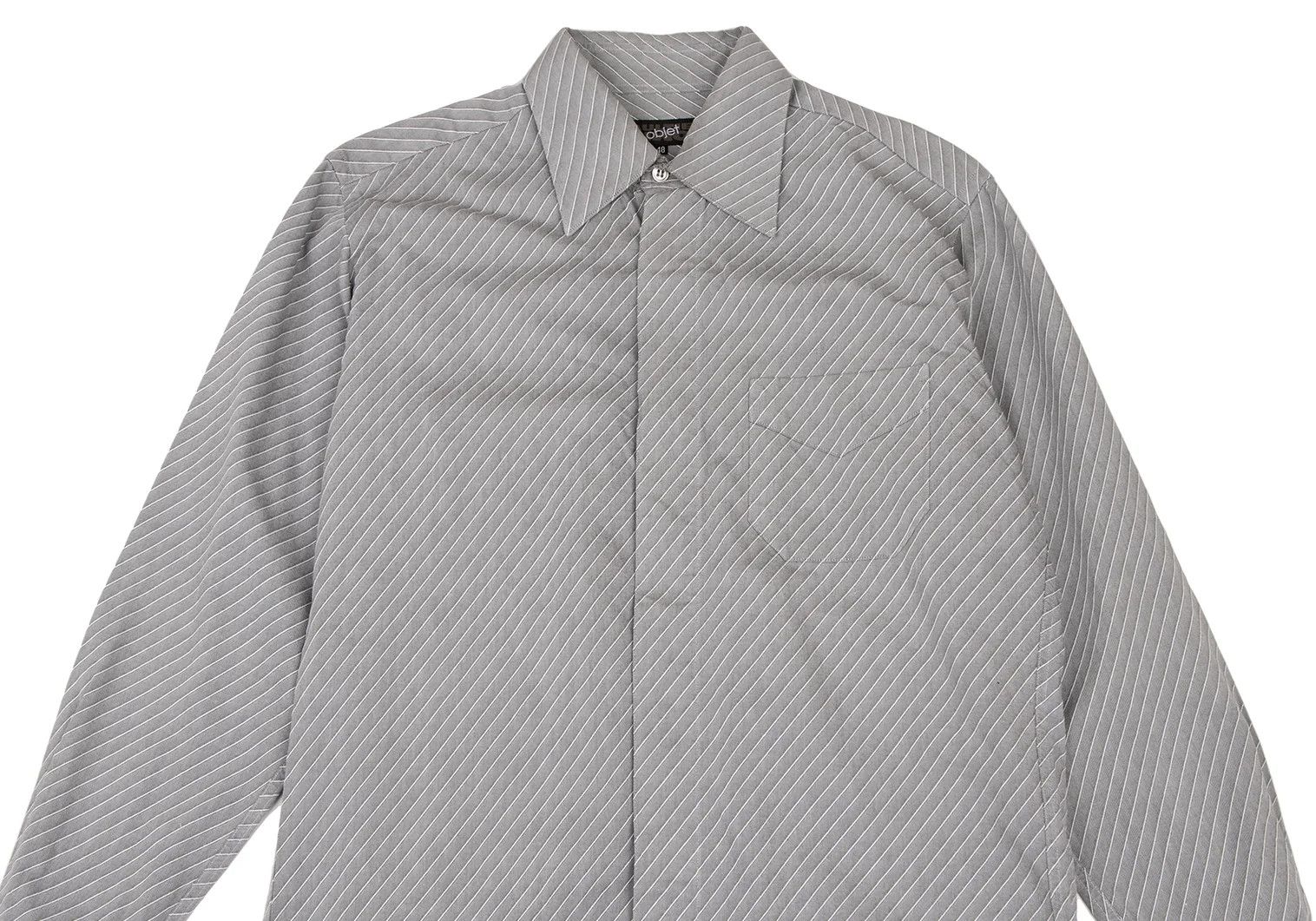 Jean Paul Gaultier Cotton Diagonal Stripe Dress Shirt in Grey and White, Size Size US M / EU 48-50 / 2 - 2 Thumbnail