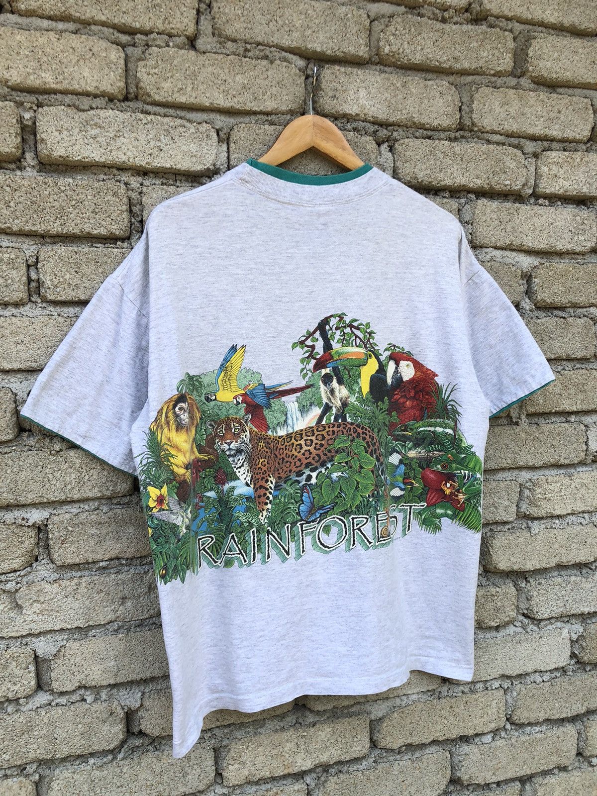 Vintage Vintage 90s Habitat Rainforest Animals Nature Mirror Tshirt Size US XL / EU 56 / 4 - 17 Thumbnail