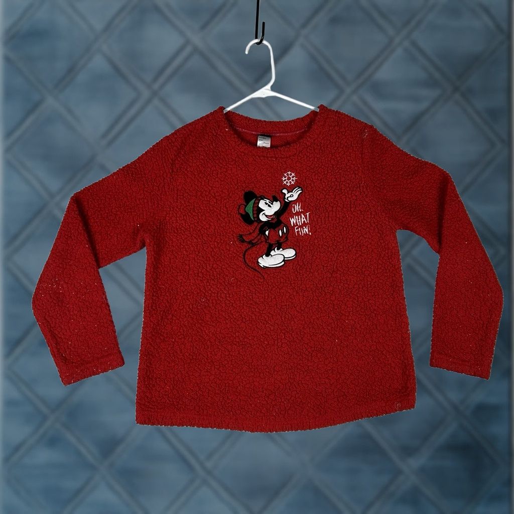 Disney Disney Mickey Mouse Sleepwear Top Christmas LS Sherpa Fleece Women's Small Red Size S / US 4 / IT 40 - 1 Thumbnail