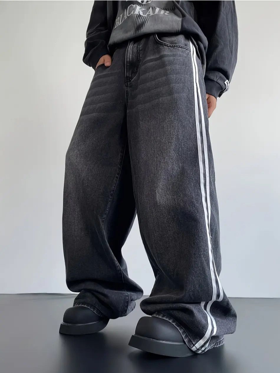 Japanese Brand Retro hip-hop loose striped wide leg jeans Size US 32 / EU 48 - 4 Thumbnail