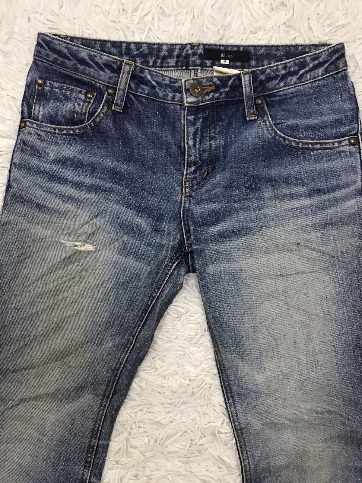 Designer 🔥Flare🔥 Vintage Alcali Distressed Denim Jeans Size US 29 - 4 Thumbnail