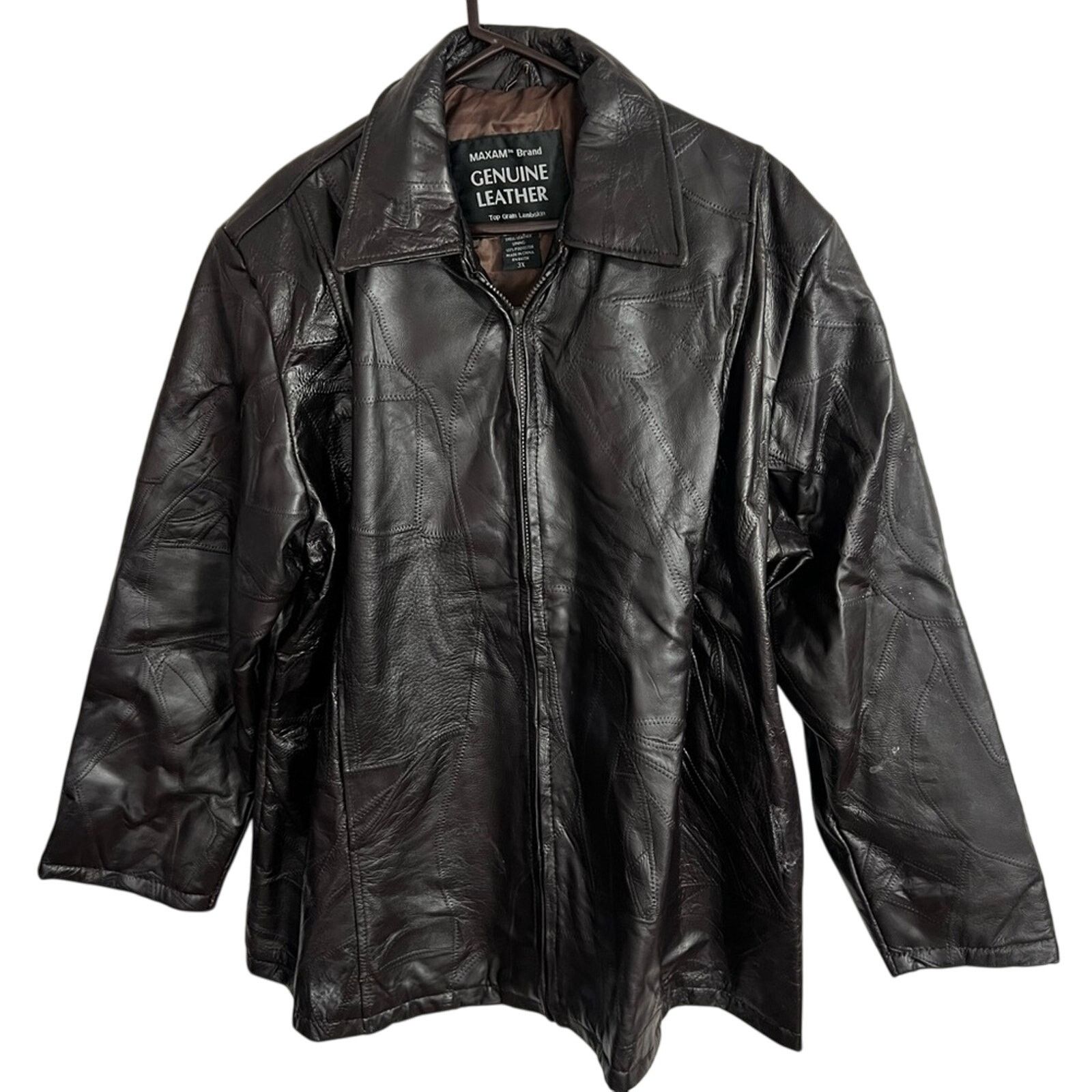 Vintage Maxam Leather Italian Mosaic Top Grain Lambskin Jacket 3XL Size US XXL / EU 58 / 5 - 1 Thumbnail