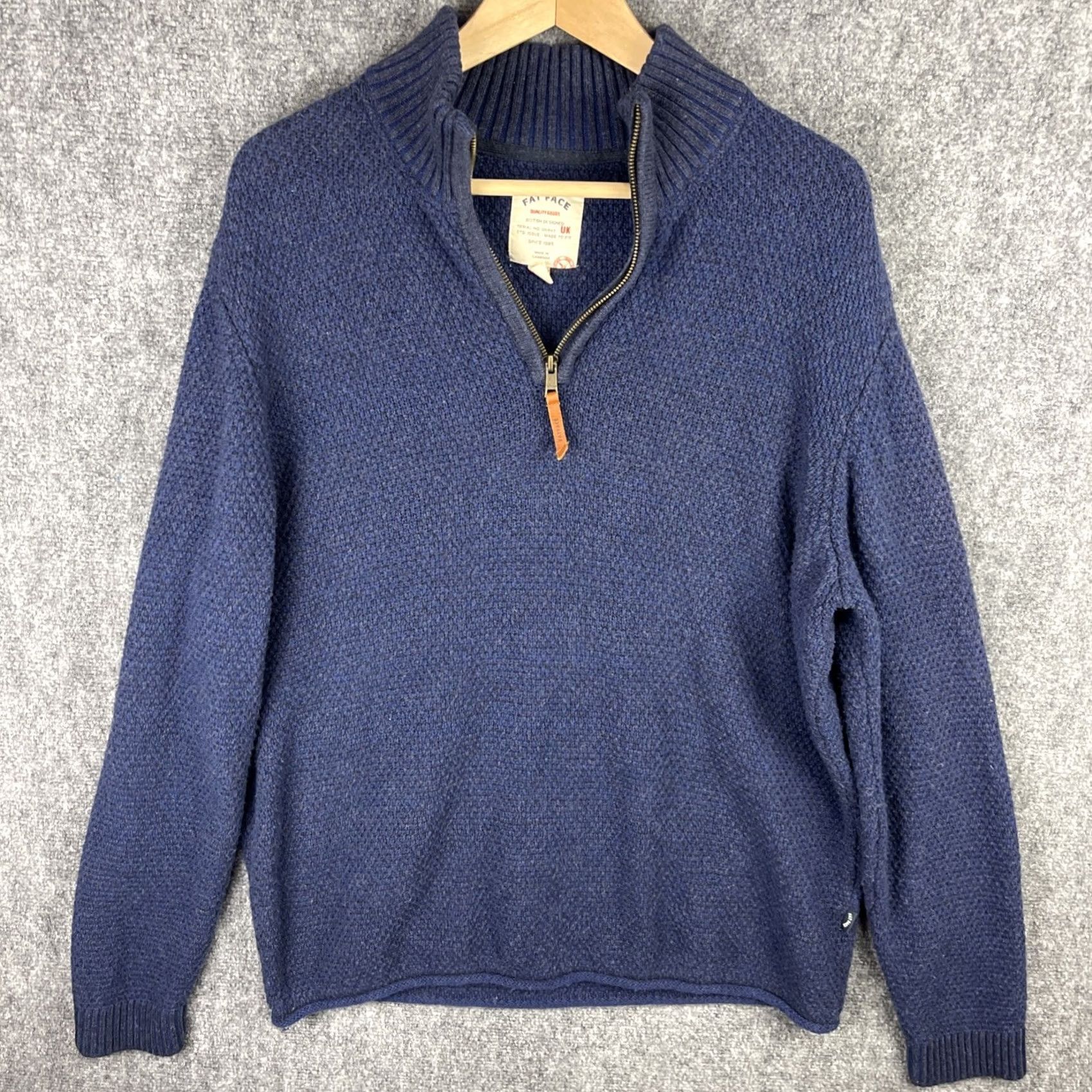 FatFace FatFace Sweater Mens XL Navy Blue Half Zip Knit Wool Blend Pullover Long Sleeve Size US XL / EU 56 / 4 - 2 Thumbnail