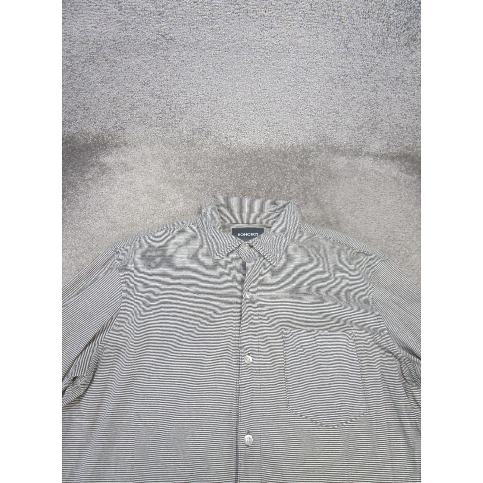 Bonobos BONOBOS Slim Button-Up Shirt Mens Medium Gray Cotton Stretch Long Sleeve Striped Size US M / EU 48-50 / 2 - 2 Thumbnail