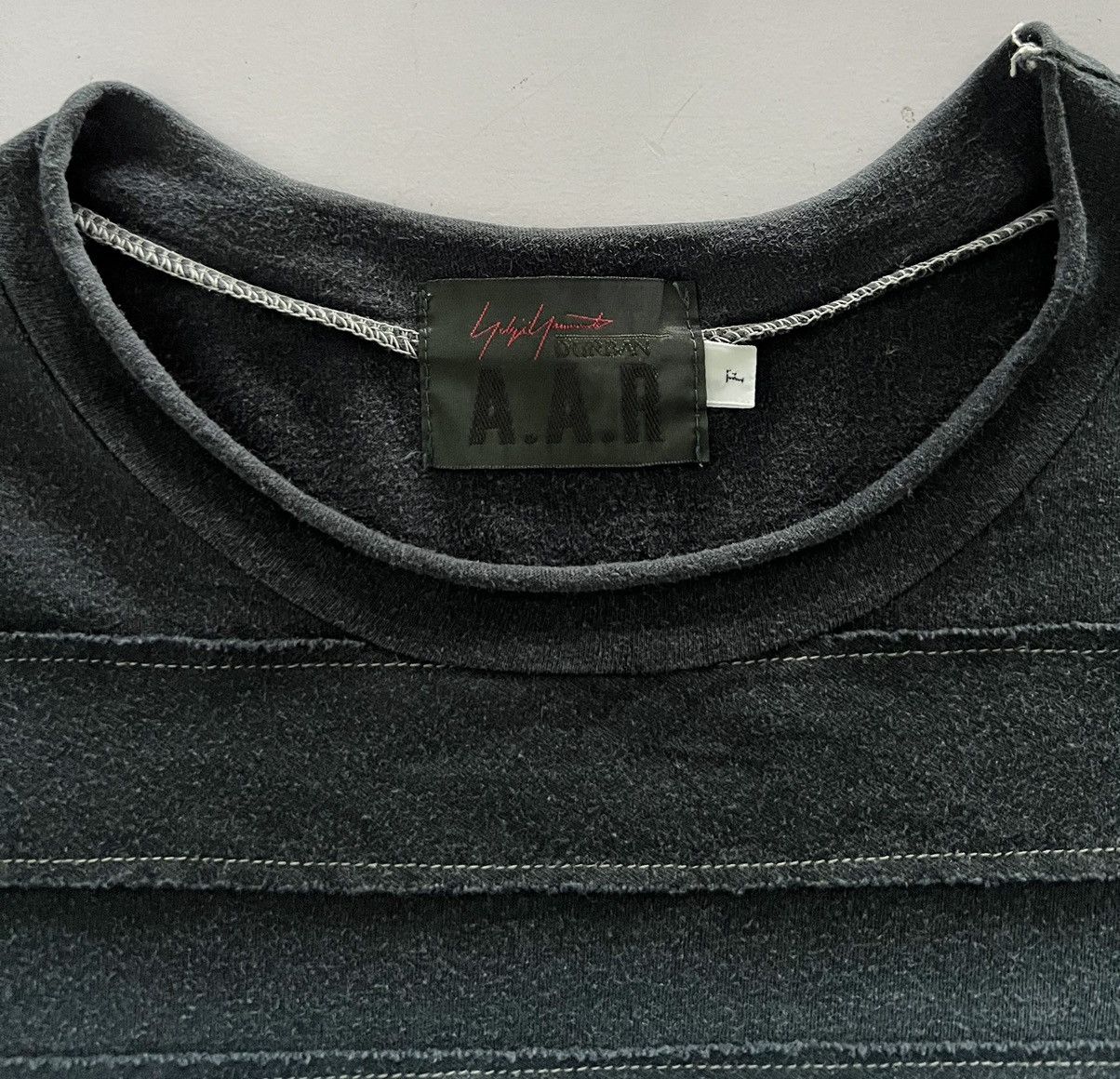 Yohji Yamamoto Vintage Sunfaded Yohji Yamamoto "At All Risks" Tee Size US M / EU 48-50 / 2 - 5 Thumbnail