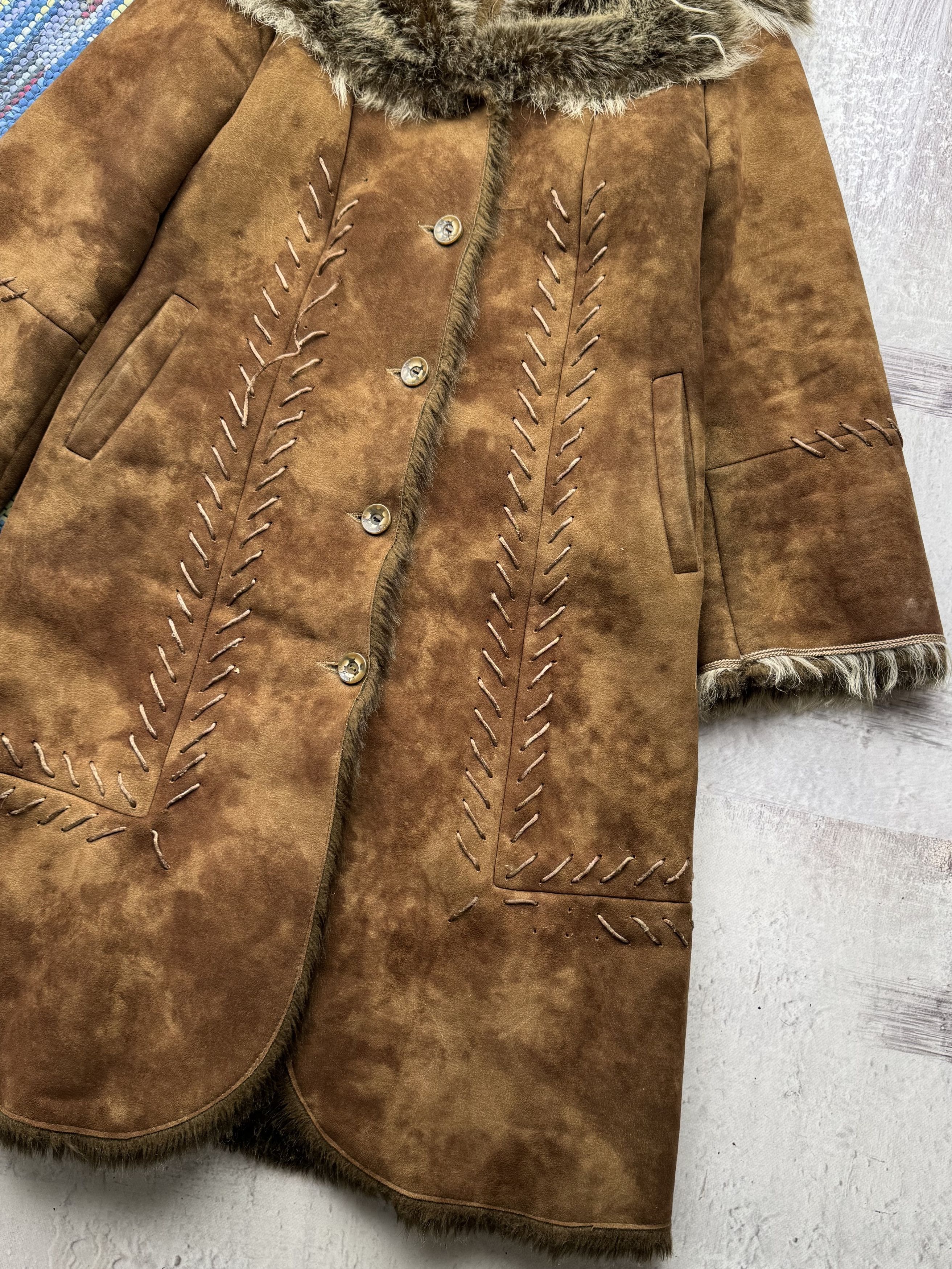 Vintage Vintage Faux Sheepskin Faded Coat A414(484)D15 Size L / US 10 / IT 46 - 5 Thumbnail