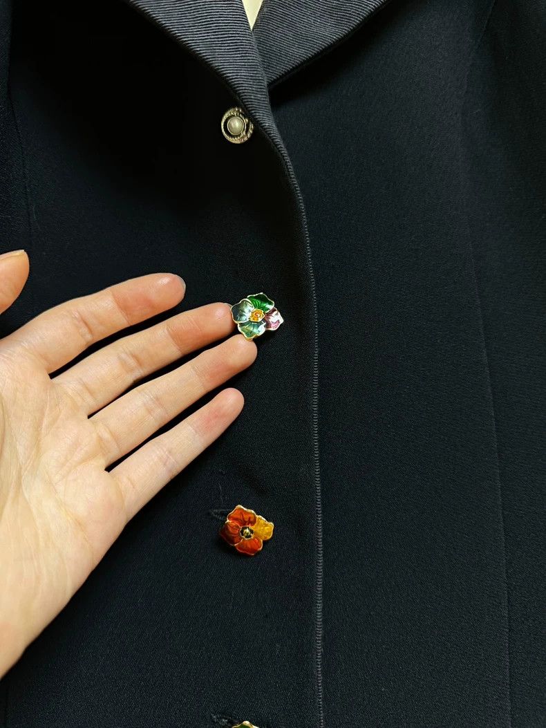 Kenzo KENZO Flowers and dew on the back of a black rayon dress Size XS / US 0-2 / IT 36-38 - 8 Thumbnail