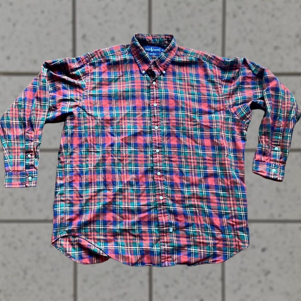 Polo Ralph Lauren VINTAGE Polo Ralph Lauren Mens XL Tartan Plaid Wool Blend Flannel Button Up Shirt Size US XL / EU 56 / 4 - 1 Thumbnail