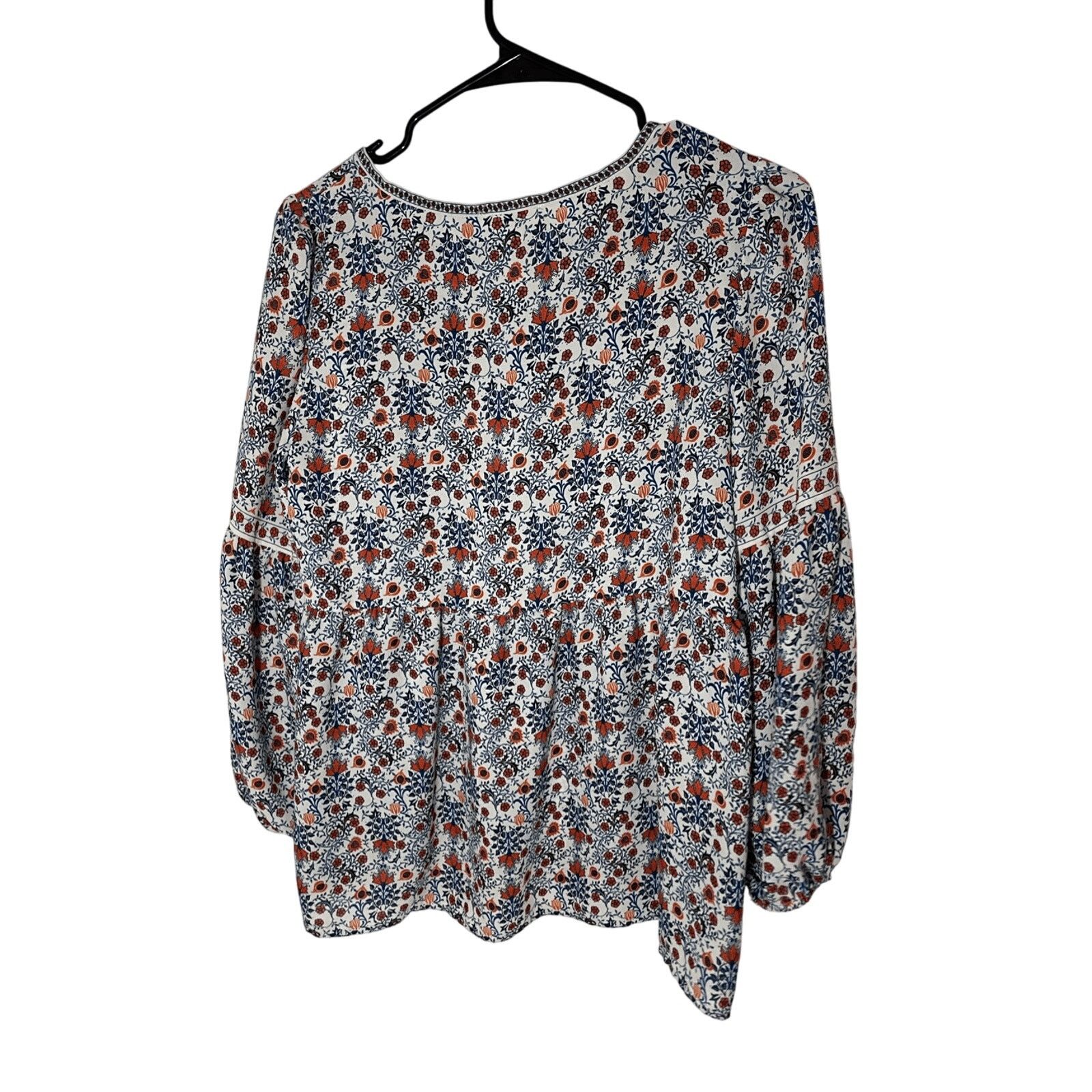 Other Bishop Sleeve Floral Blouse Max Studio Navy Peasant Prairie Size S / US 4 / IT 40 - 5 Thumbnail